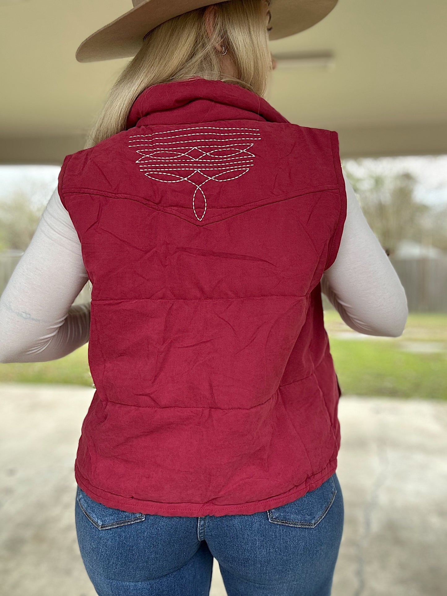 Maroon Boot Stitch Vest