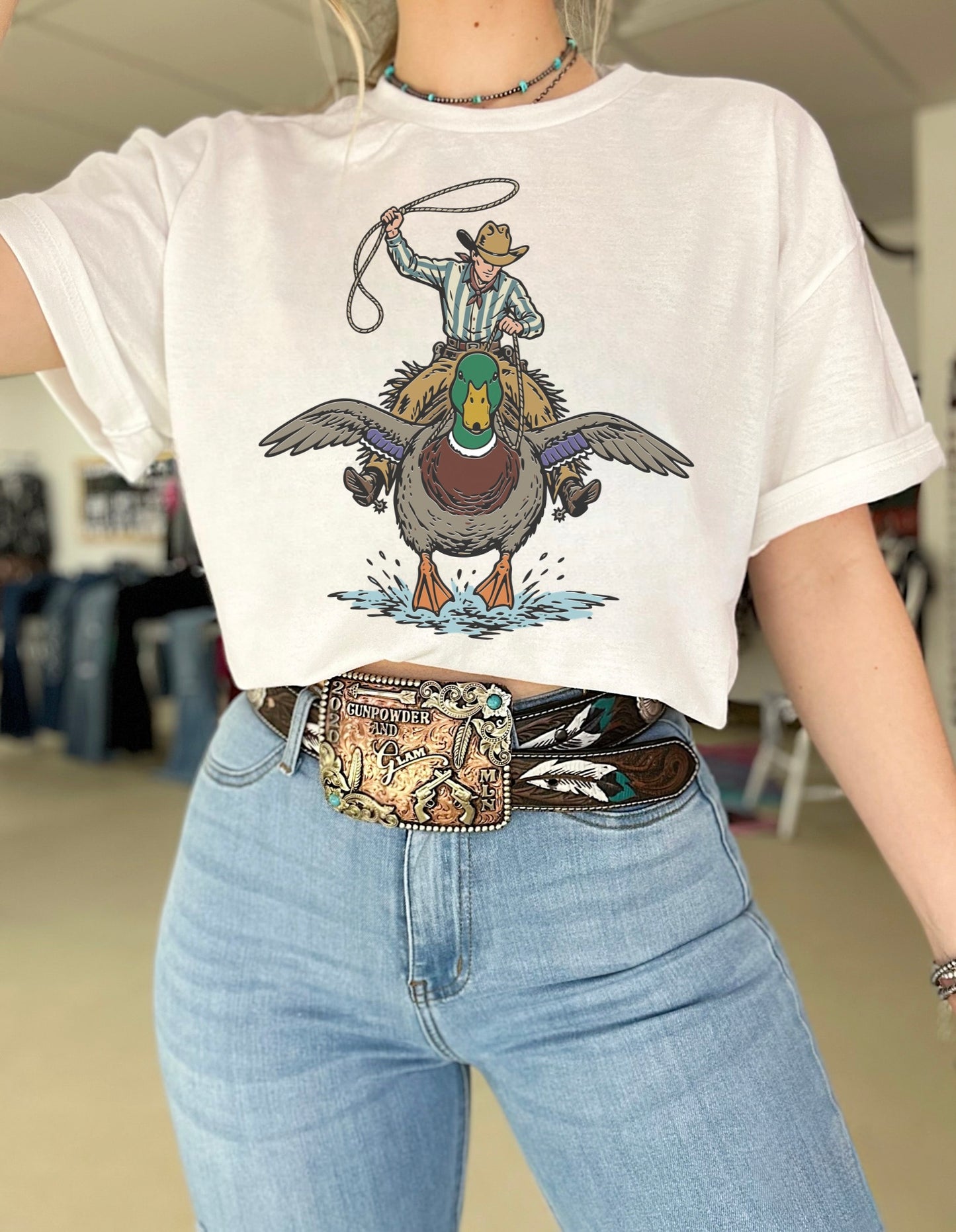 Cowboy Mallard TEE or CREWNECK