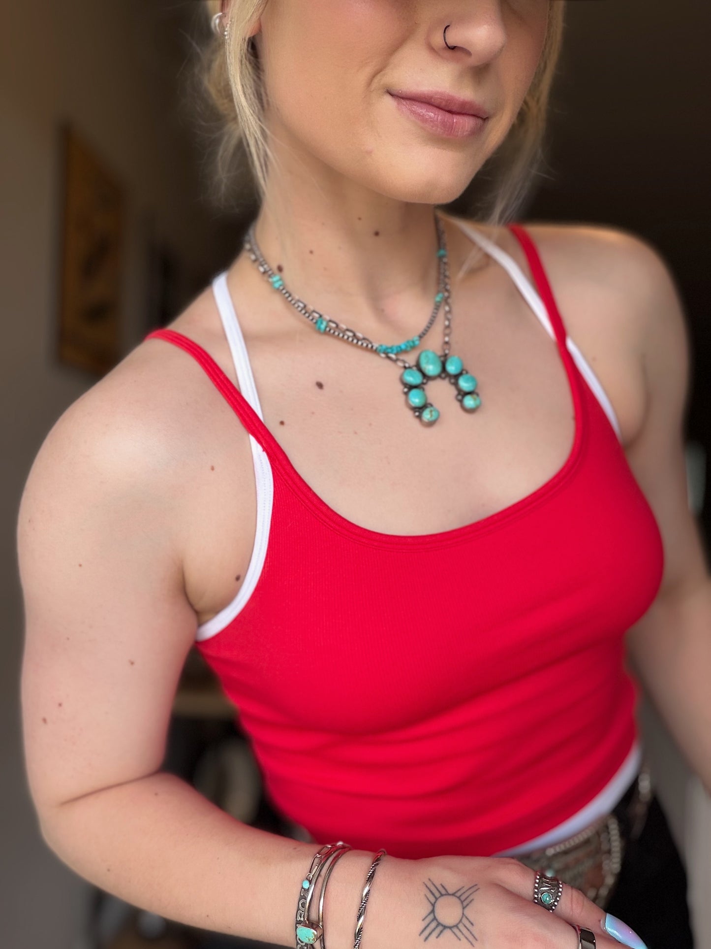 Contrast Layered Tank (Red)