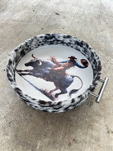 Load image into Gallery viewer, Painted Cowhide Tray - Bull Rider
