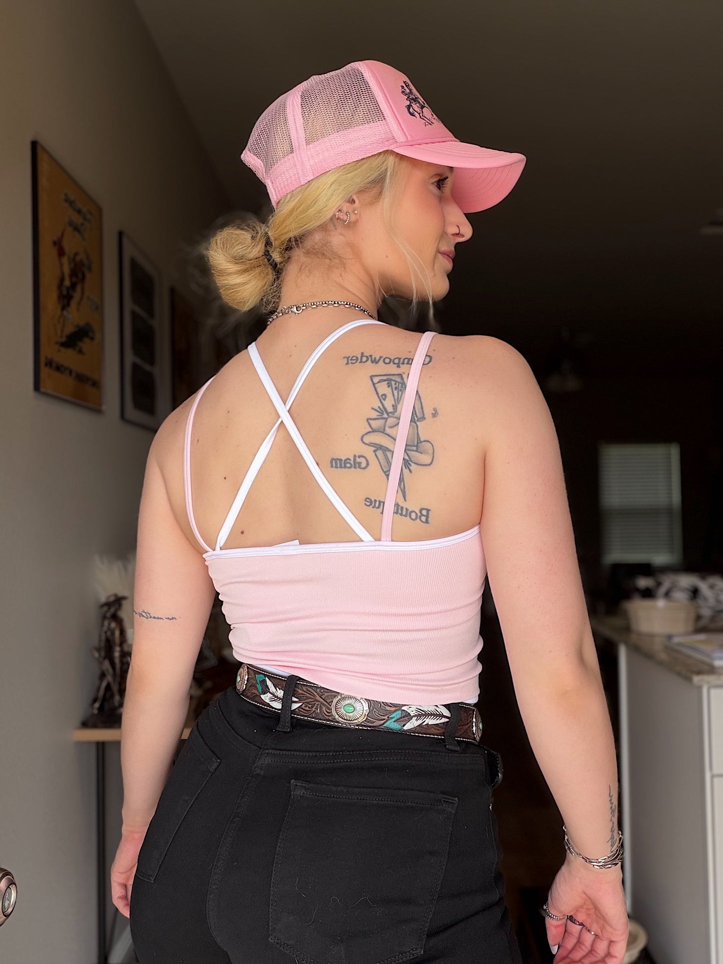 Contrast Layered Tank (Pink)
