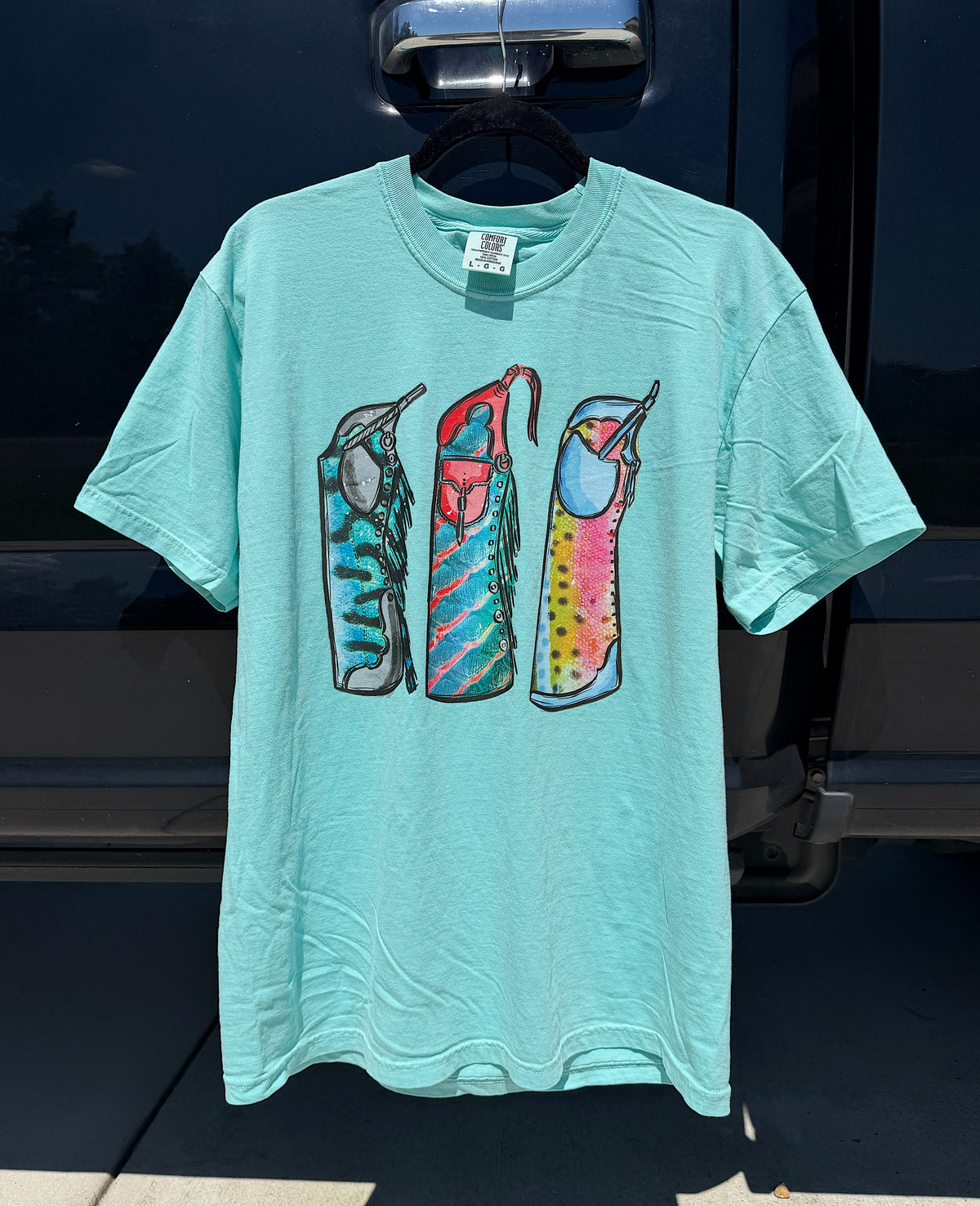 Fishie Print Chaps COMFORT COLORS TEE