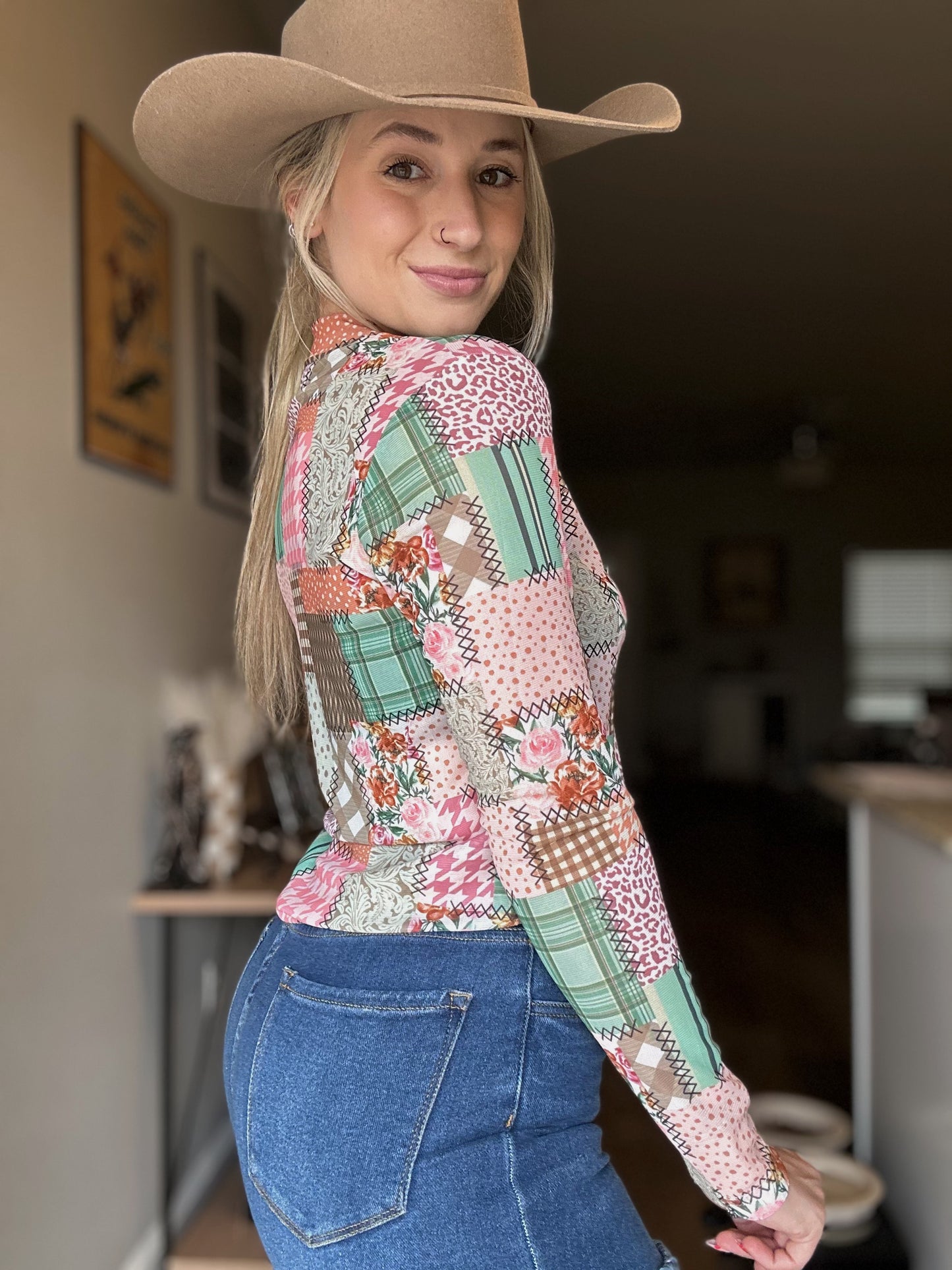 Patchwork Mesh Top