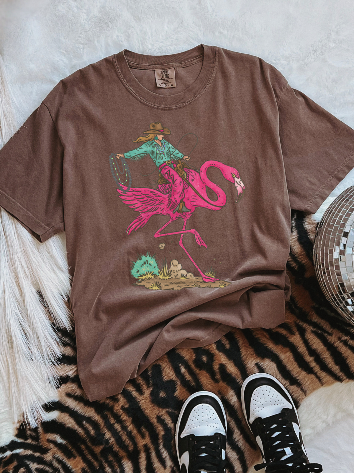 Cowgirl Flamingo COMFORT COLORS TEE
