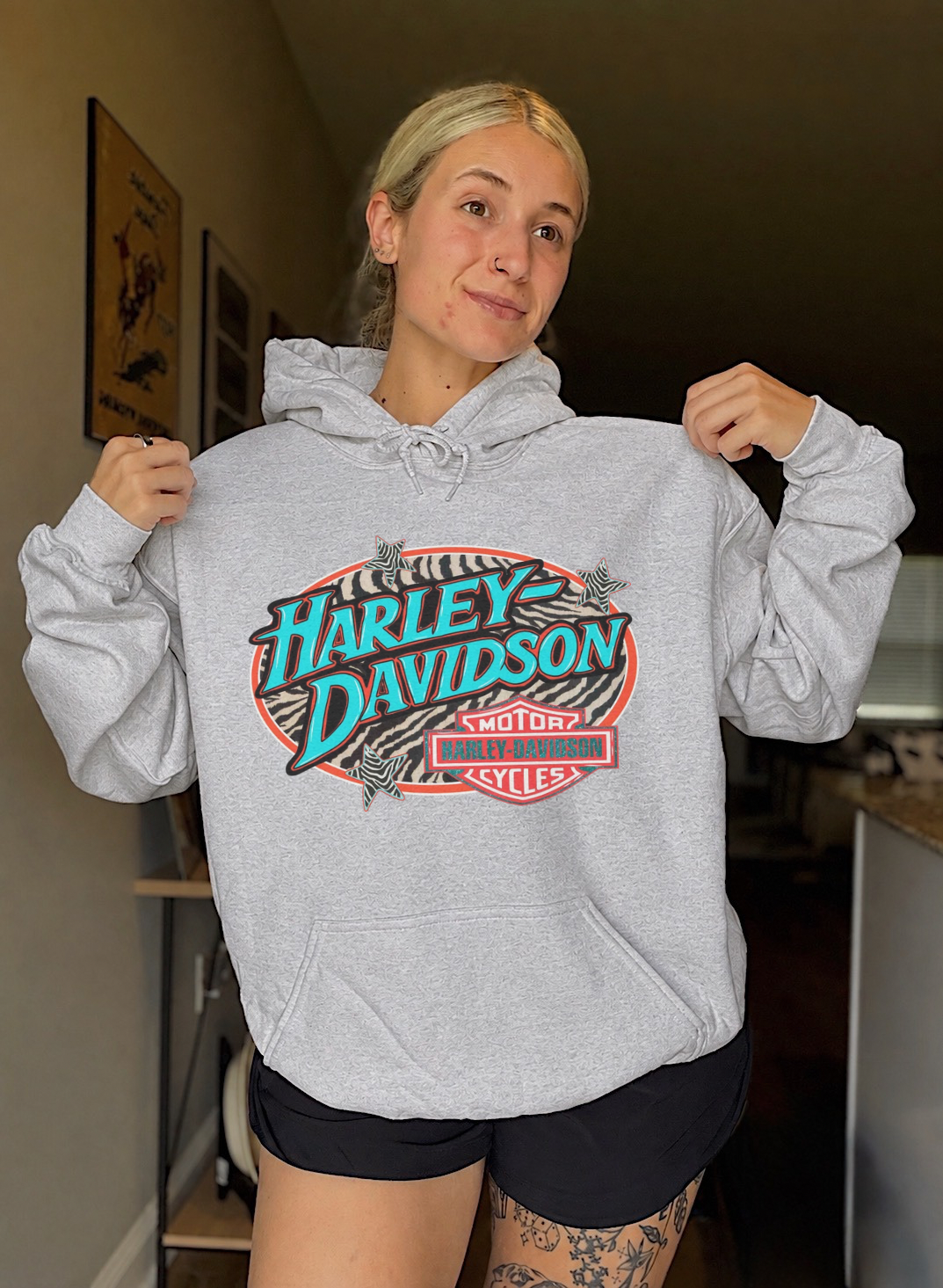 Zebra Harley Hoodie