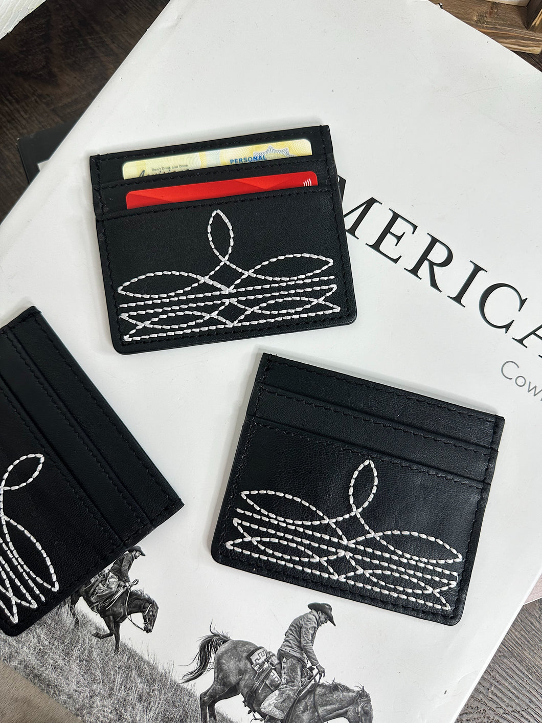 Boot Stitch Card Holder (Black)