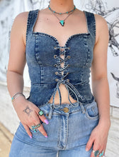 Load image into Gallery viewer, Lace Up Denim Top
