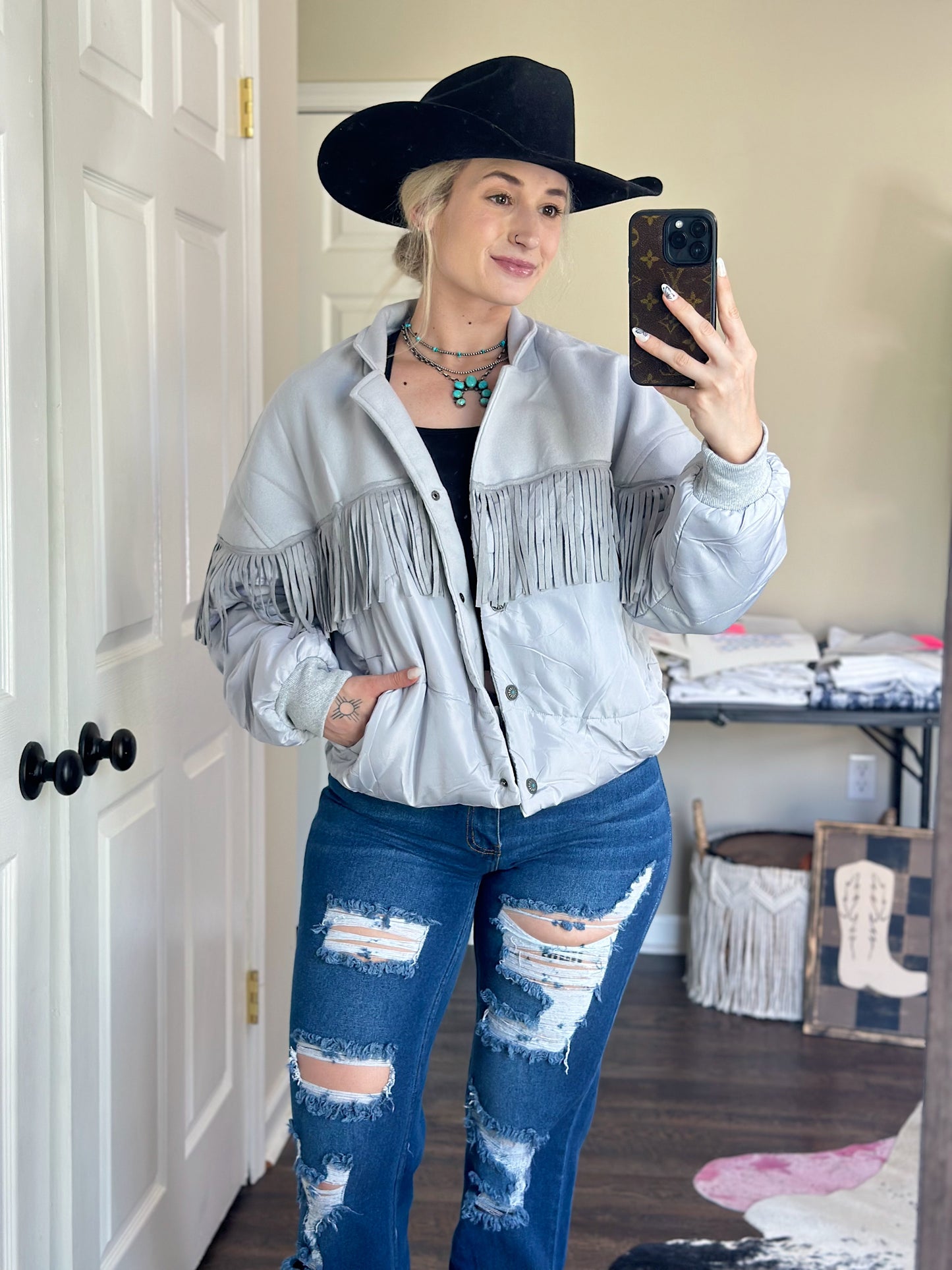 Fringe Puffer Jacket
