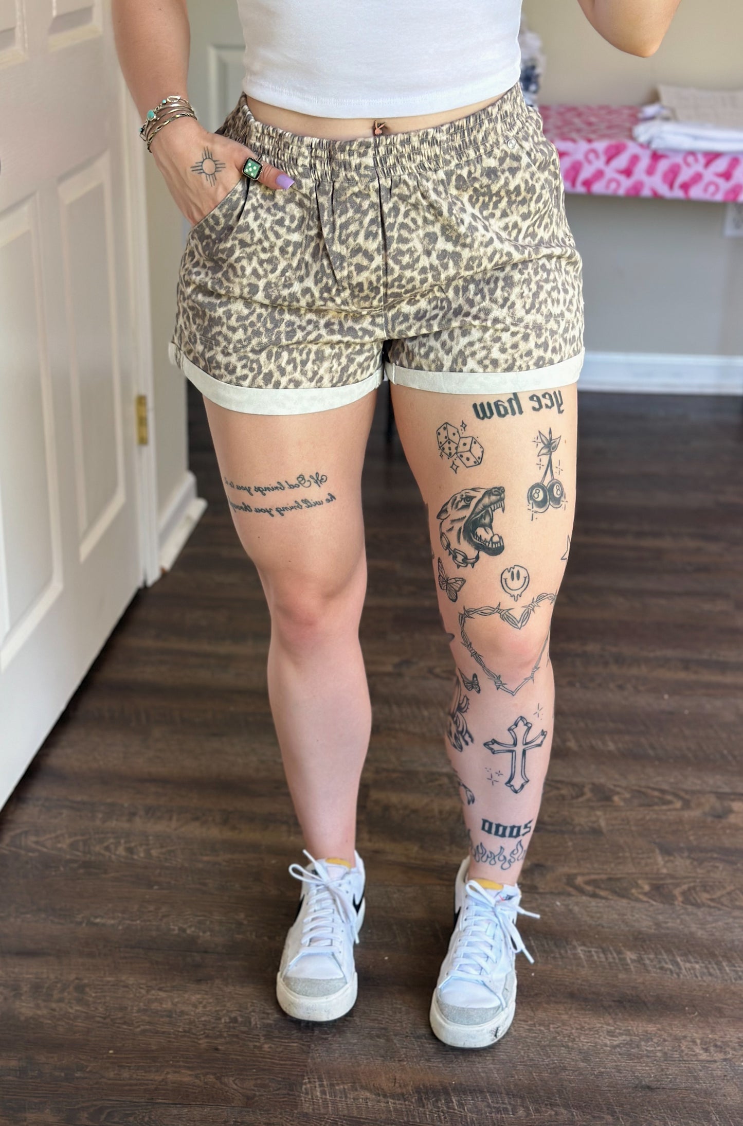 Leopard Cuffed Shorts