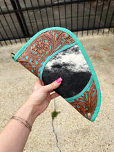 Load image into Gallery viewer, Turquoise &amp; Hide Gun Sleeve 12”
