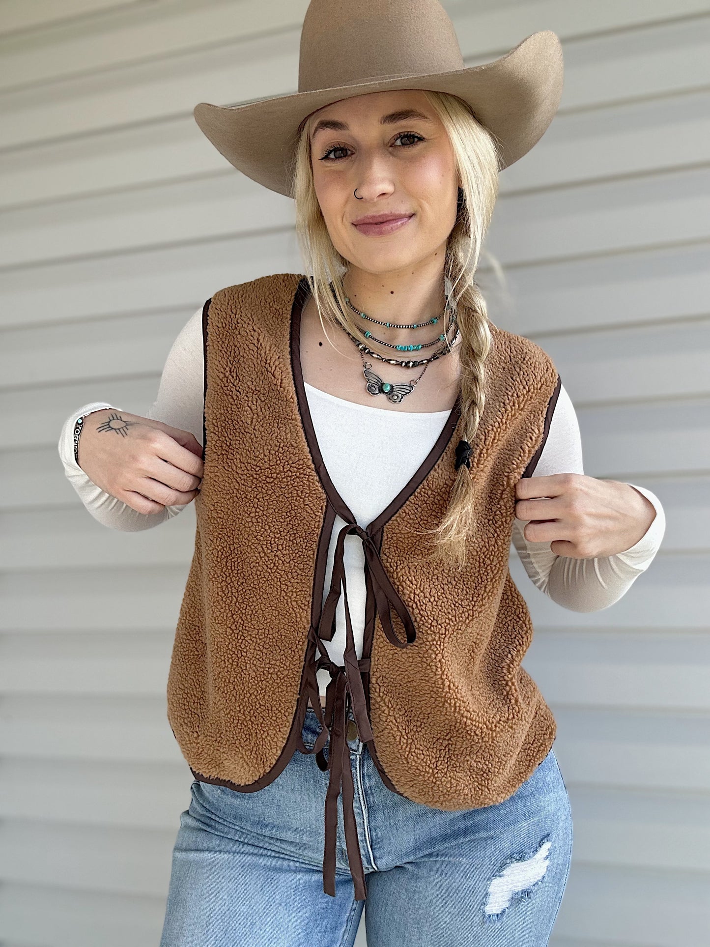 The Teddy Front Tie Vest
