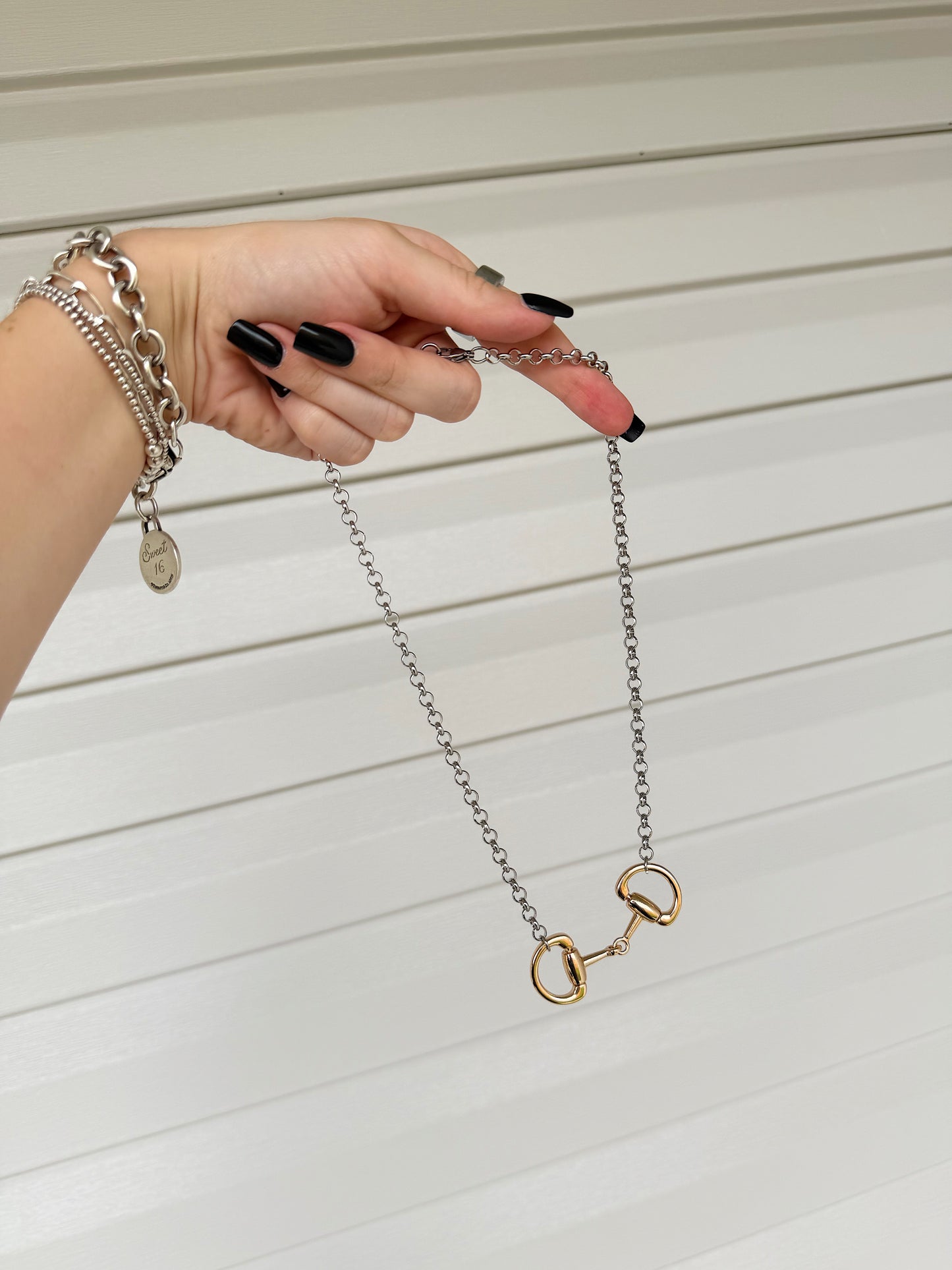 Mixed Metal Snaffle Bit Necklace