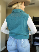 Load image into Gallery viewer, Turquoise Boot Stitch Puffer Vest

