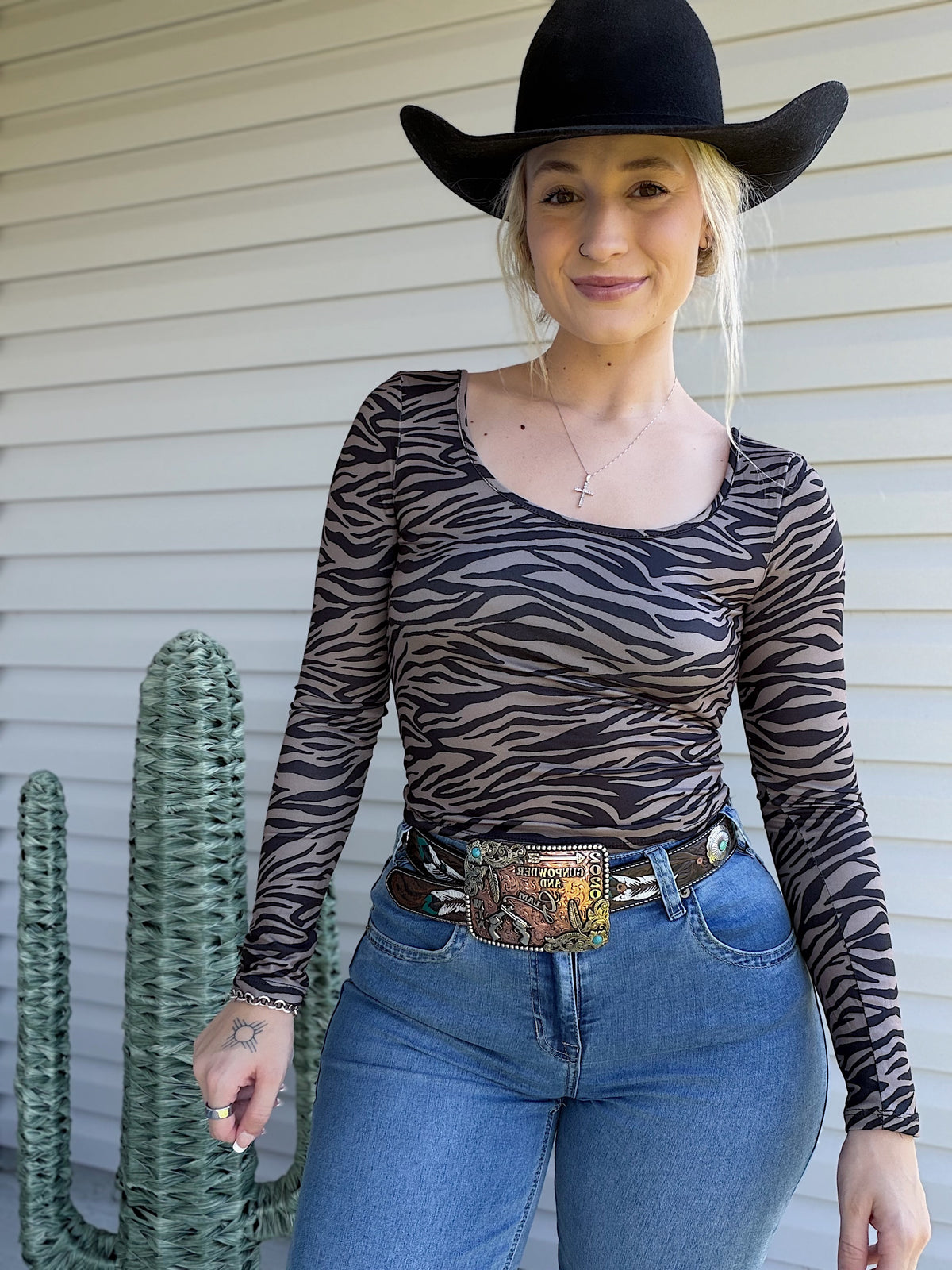 Long Sleeve Zebra Top