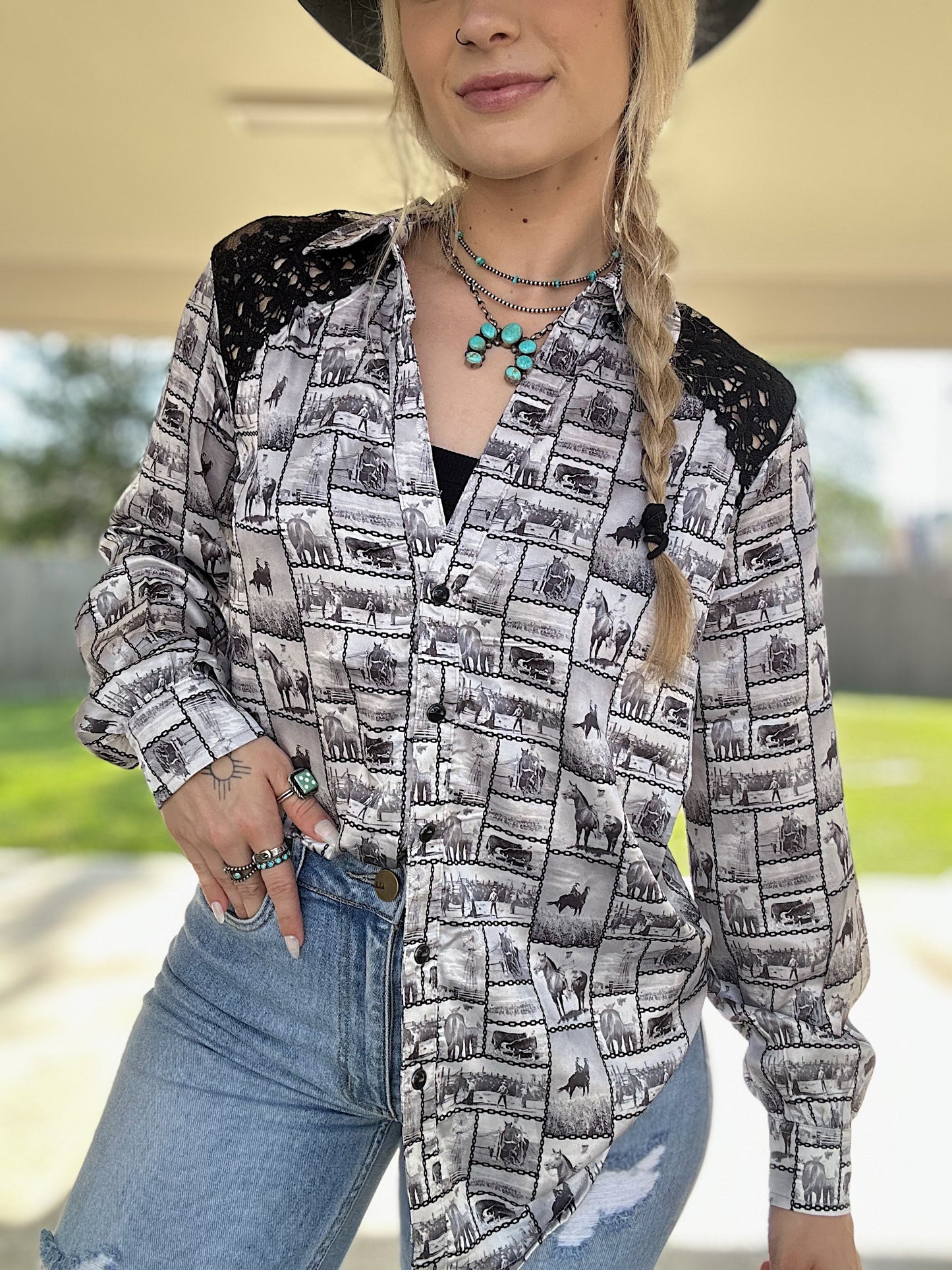 Lasso The Lace Button Down