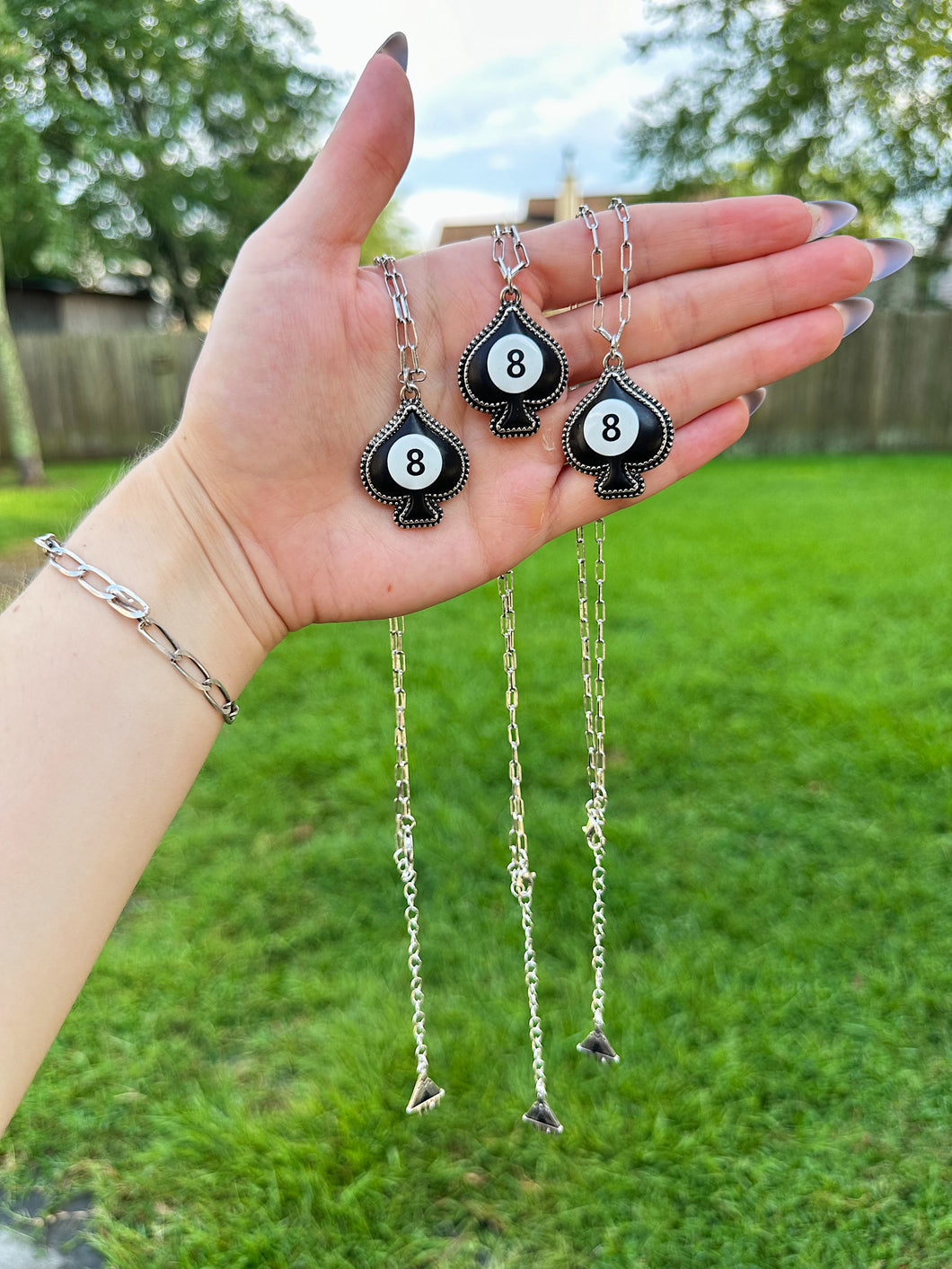 8 Ball Spade Necklace
