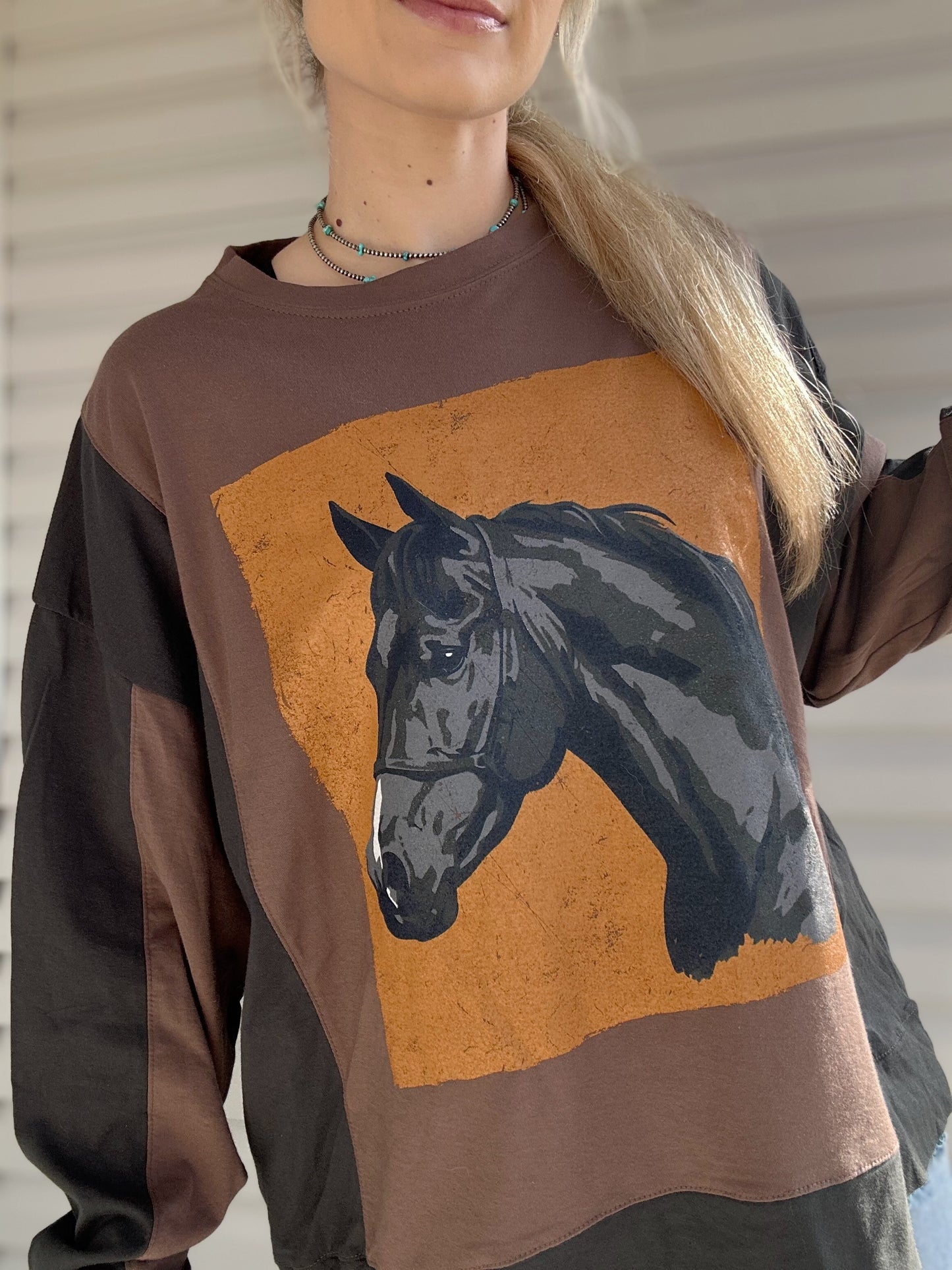 Color Block Horse Top