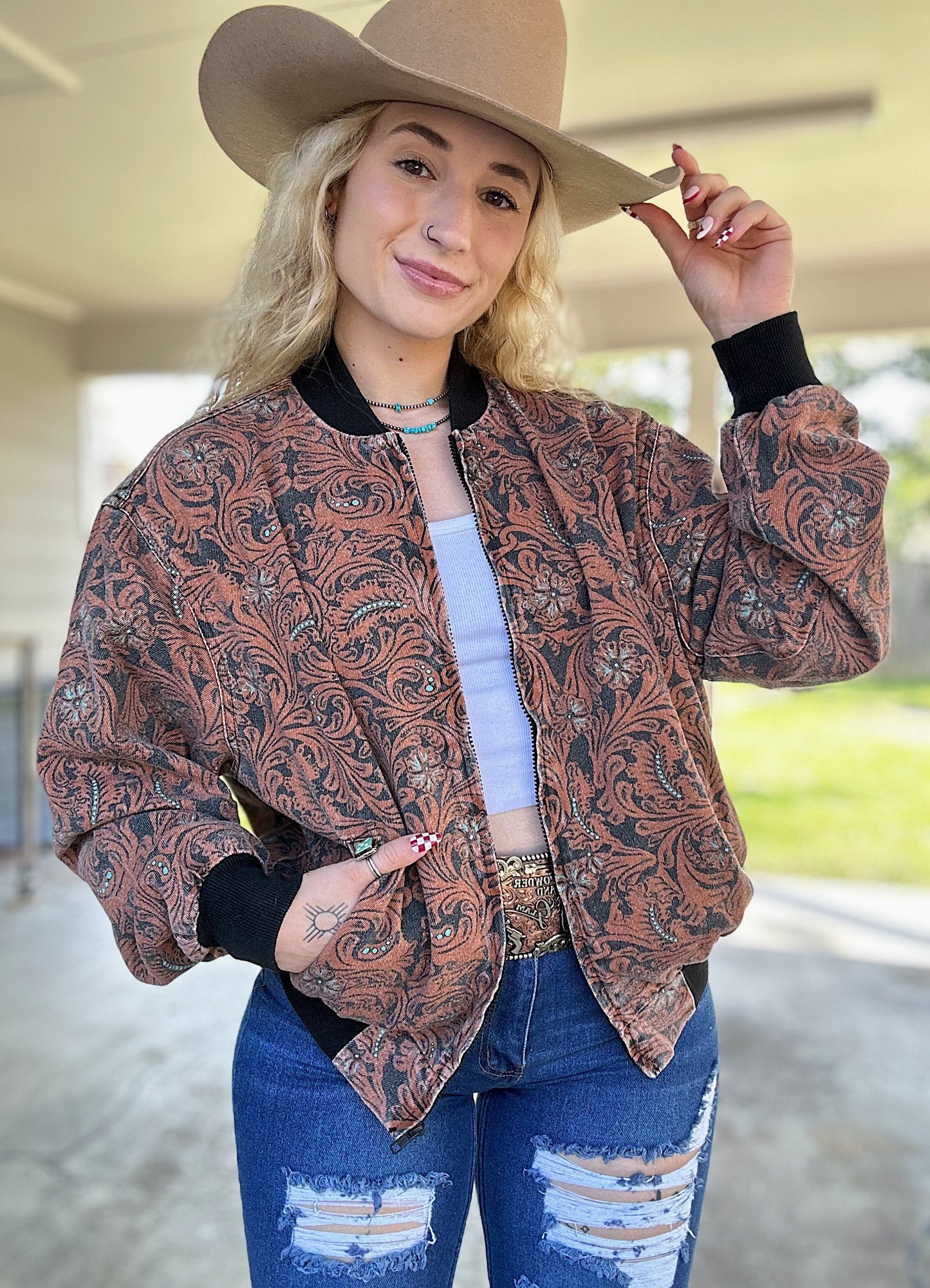 The Tooled Leather Bomber Jacket