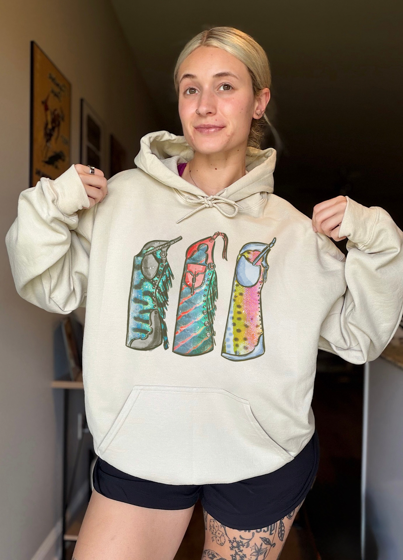 Fishie Print Chaps Hoodie
