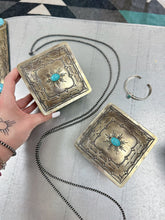 Load image into Gallery viewer, Square Trinket Box (Genuine Silver &amp; Turquoise)
