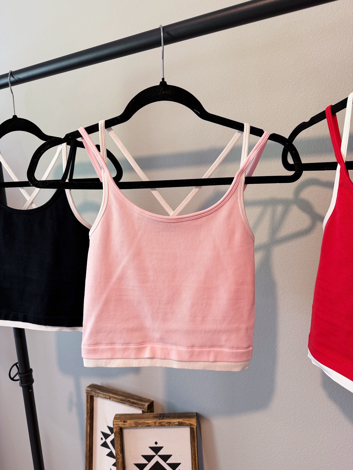 Contrast Layered Tank (Pink)