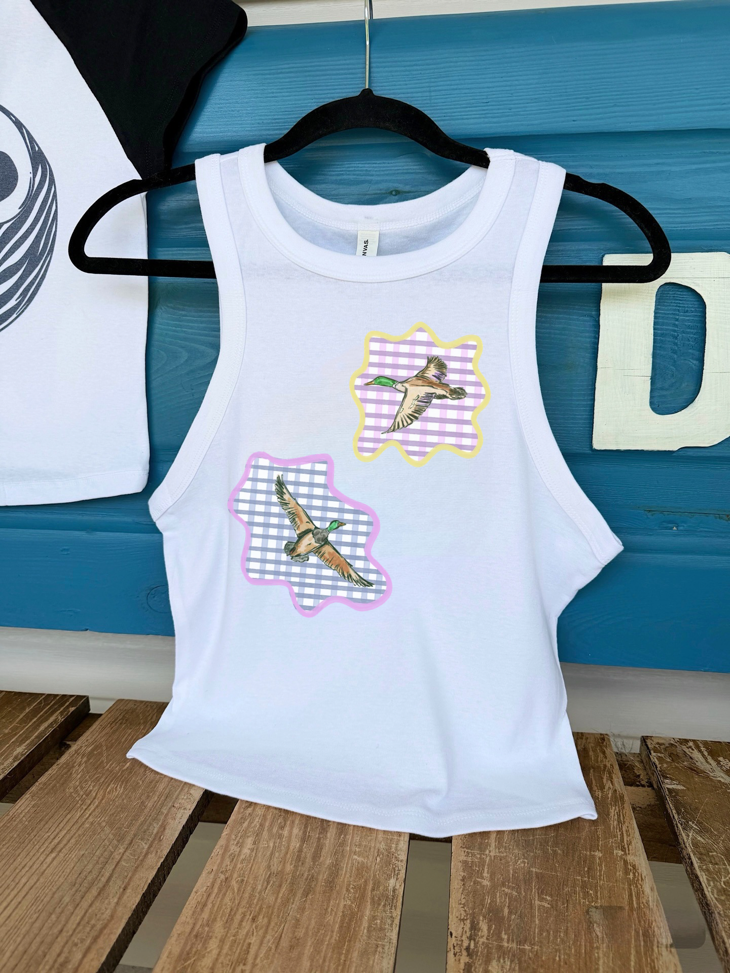 Gingham Mallards Cropped Tank