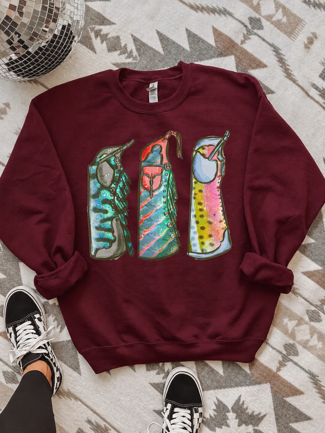 Fishie Print Chaps Crewneck