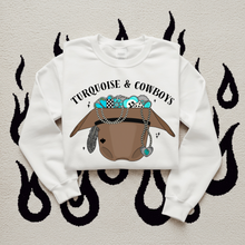 Load image into Gallery viewer, Turquoise &amp; Cowboys TEE or CREWNECK
