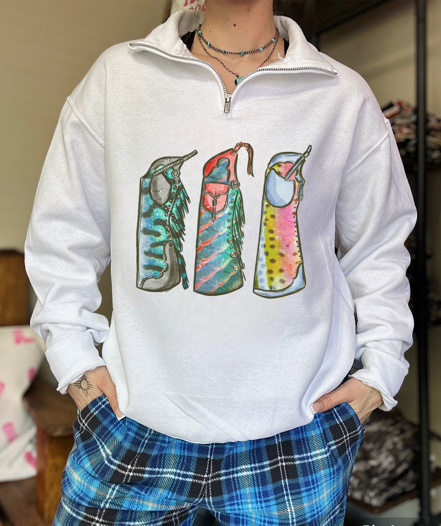 Fishie Print Chaps Quarter Zip