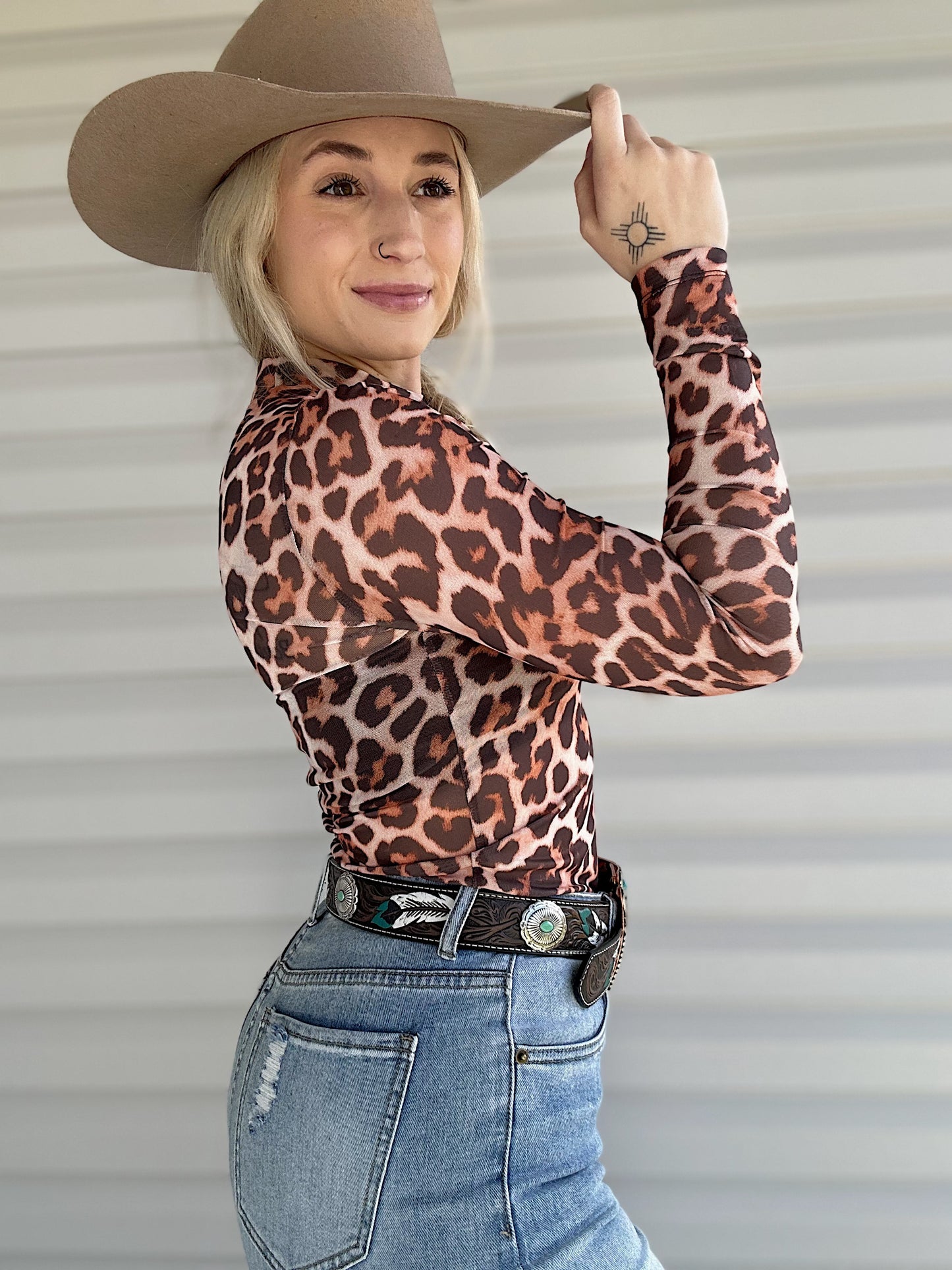 Leopard Mesh Top