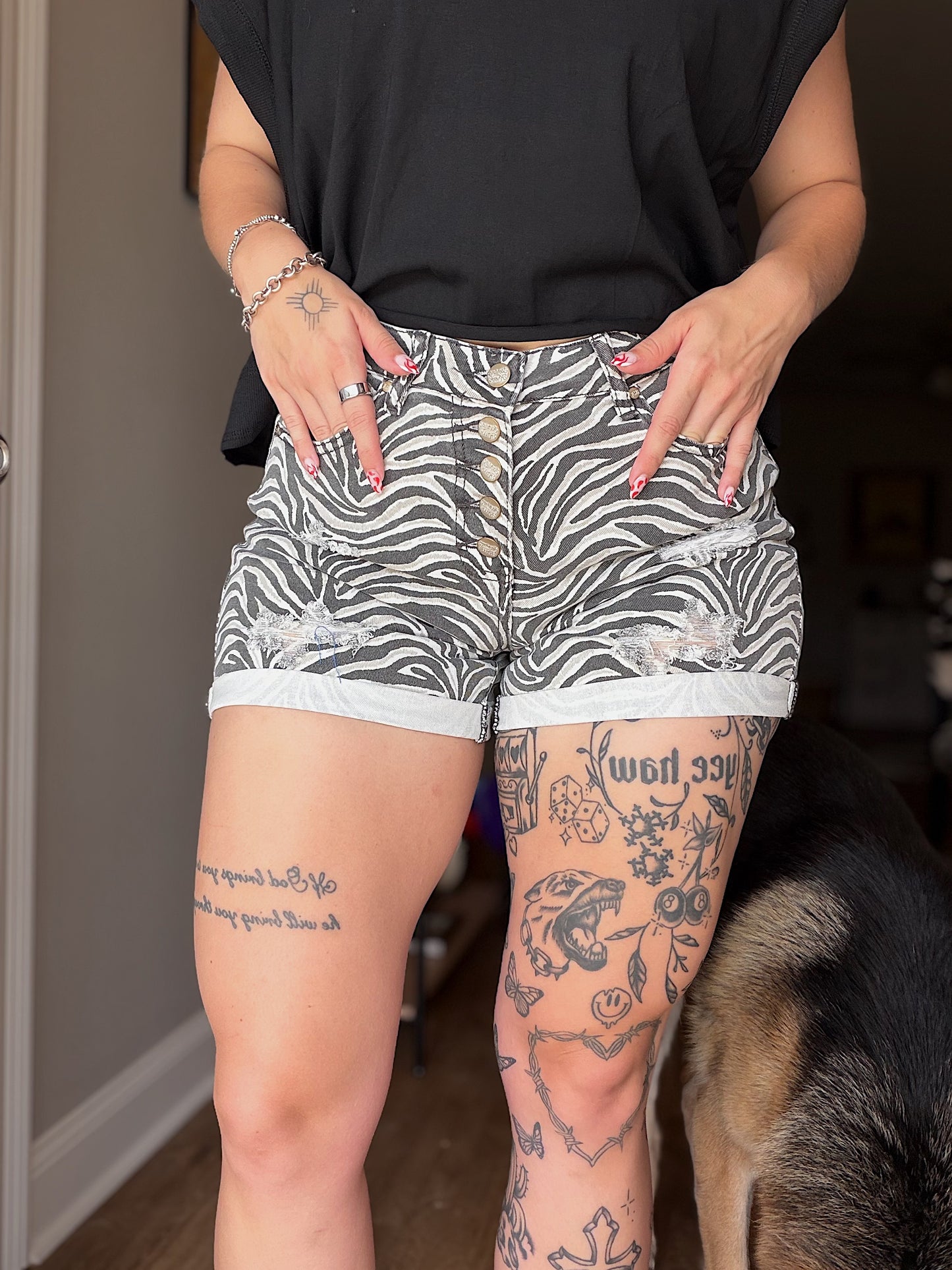 The Zebra Denim Shorts