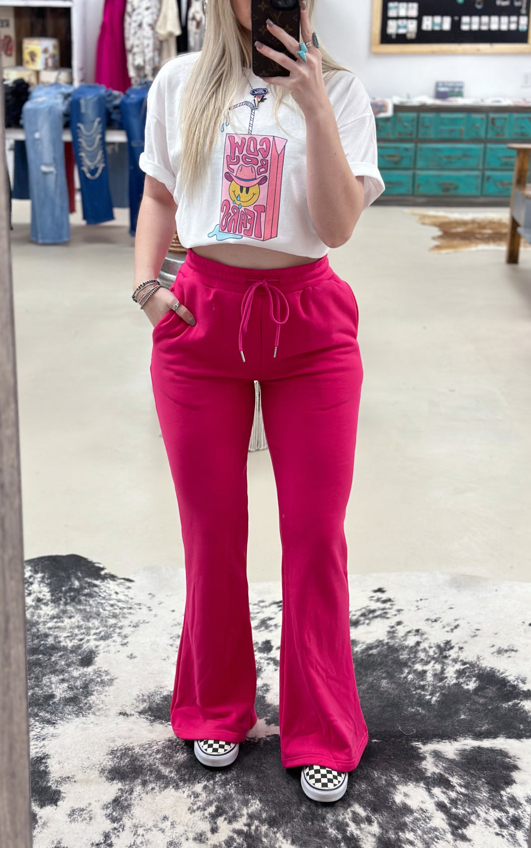 Hot Pink Flare Sweatpants