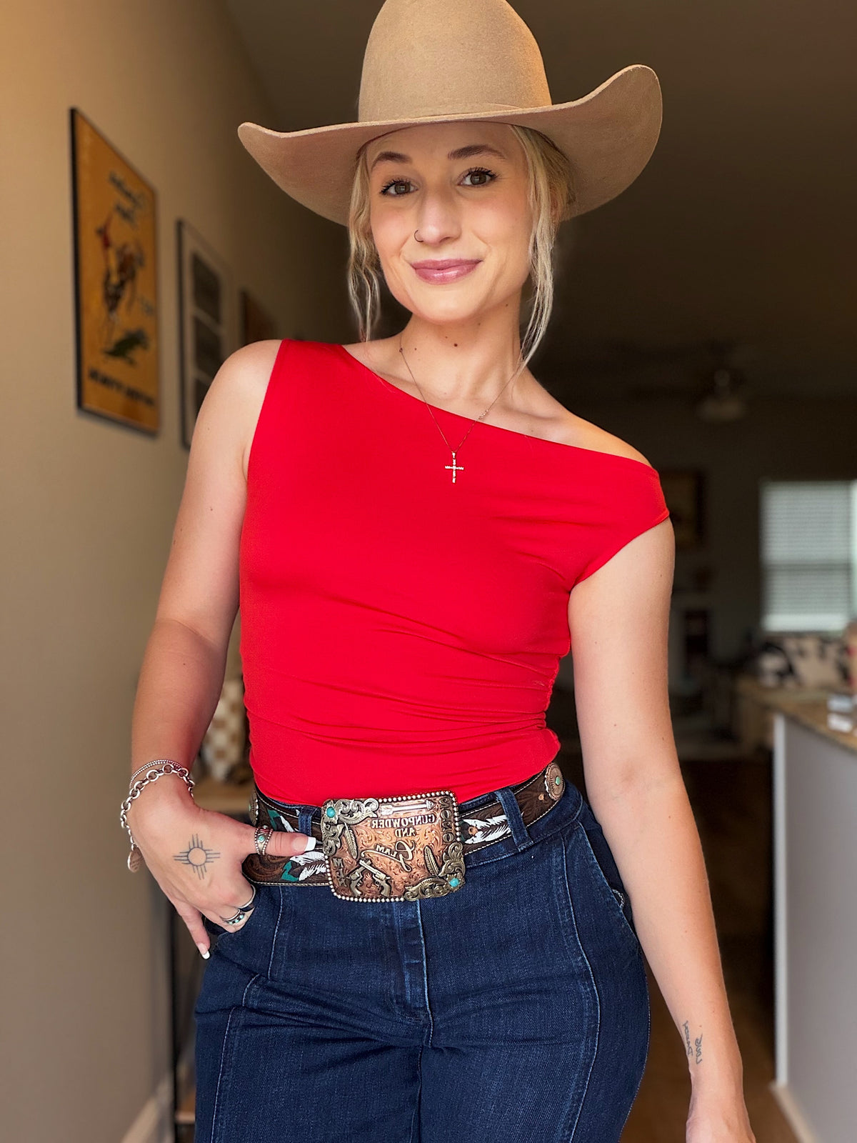 One Shoulder Top (Red)