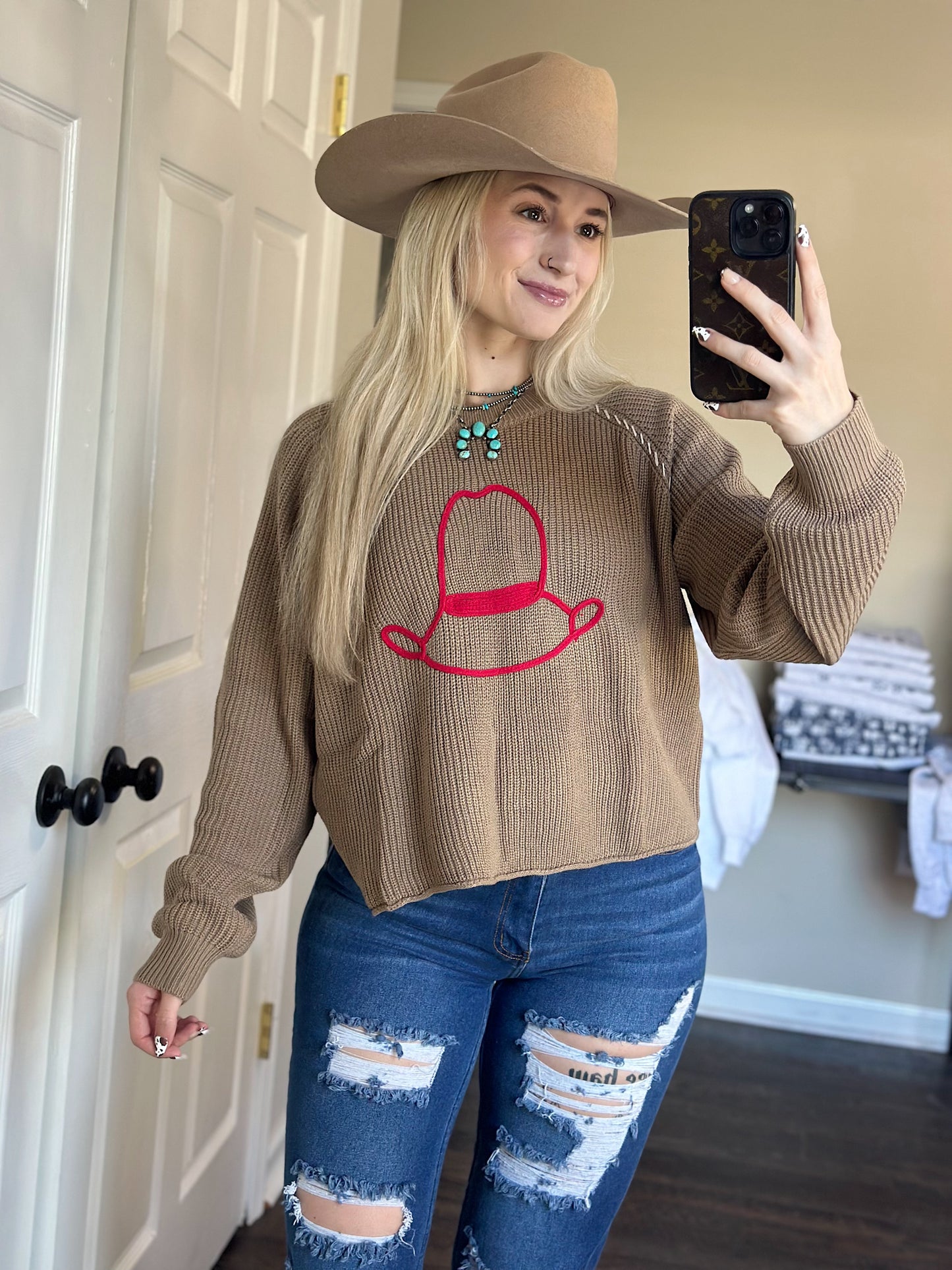 The Stitched Cowboy Hat Sweater