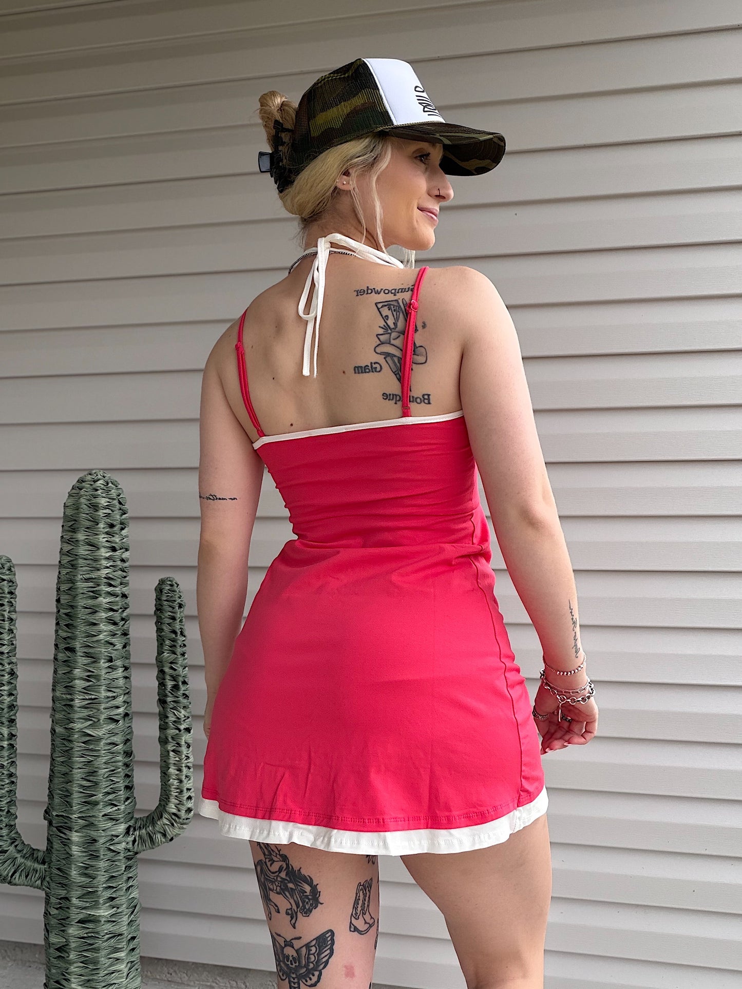 The Hot Shot Halter Dress (Red)