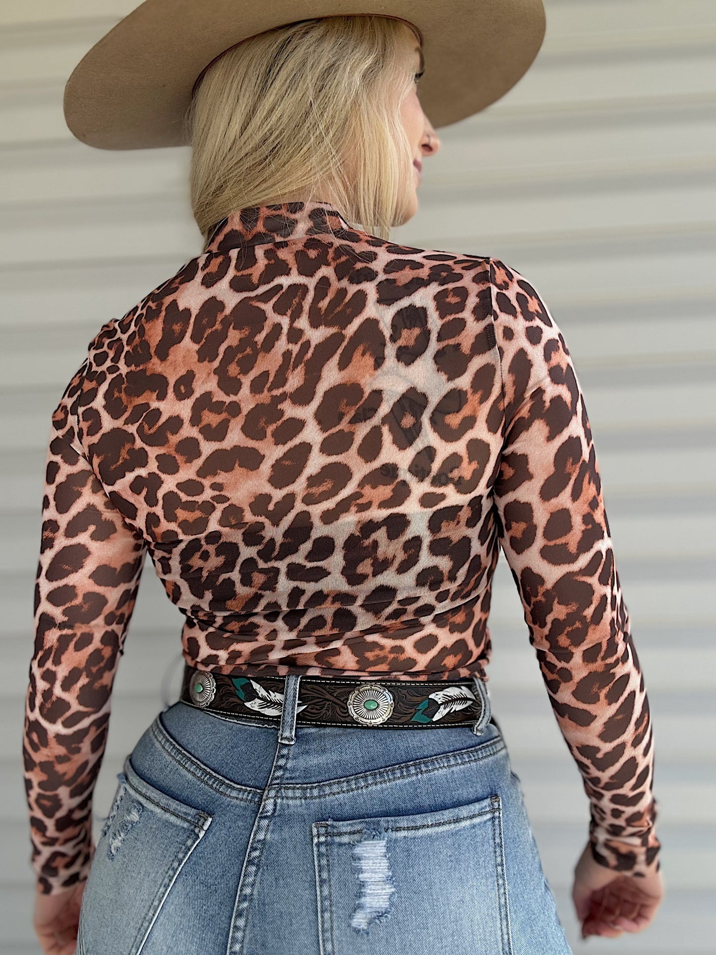 Leopard Mesh Top