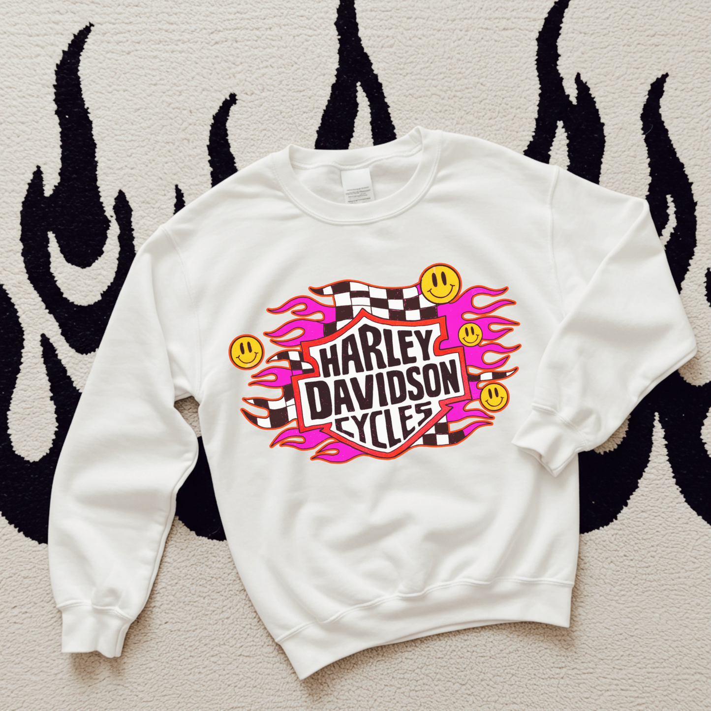 Smiley Face Harley TEE or CREWNECK