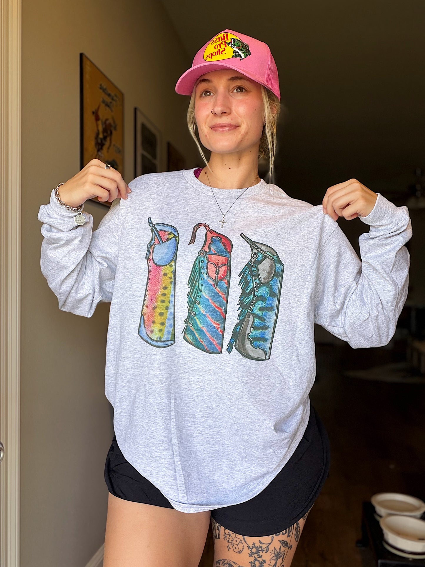 Fishie Print Chaps Long Sleeve Tee
