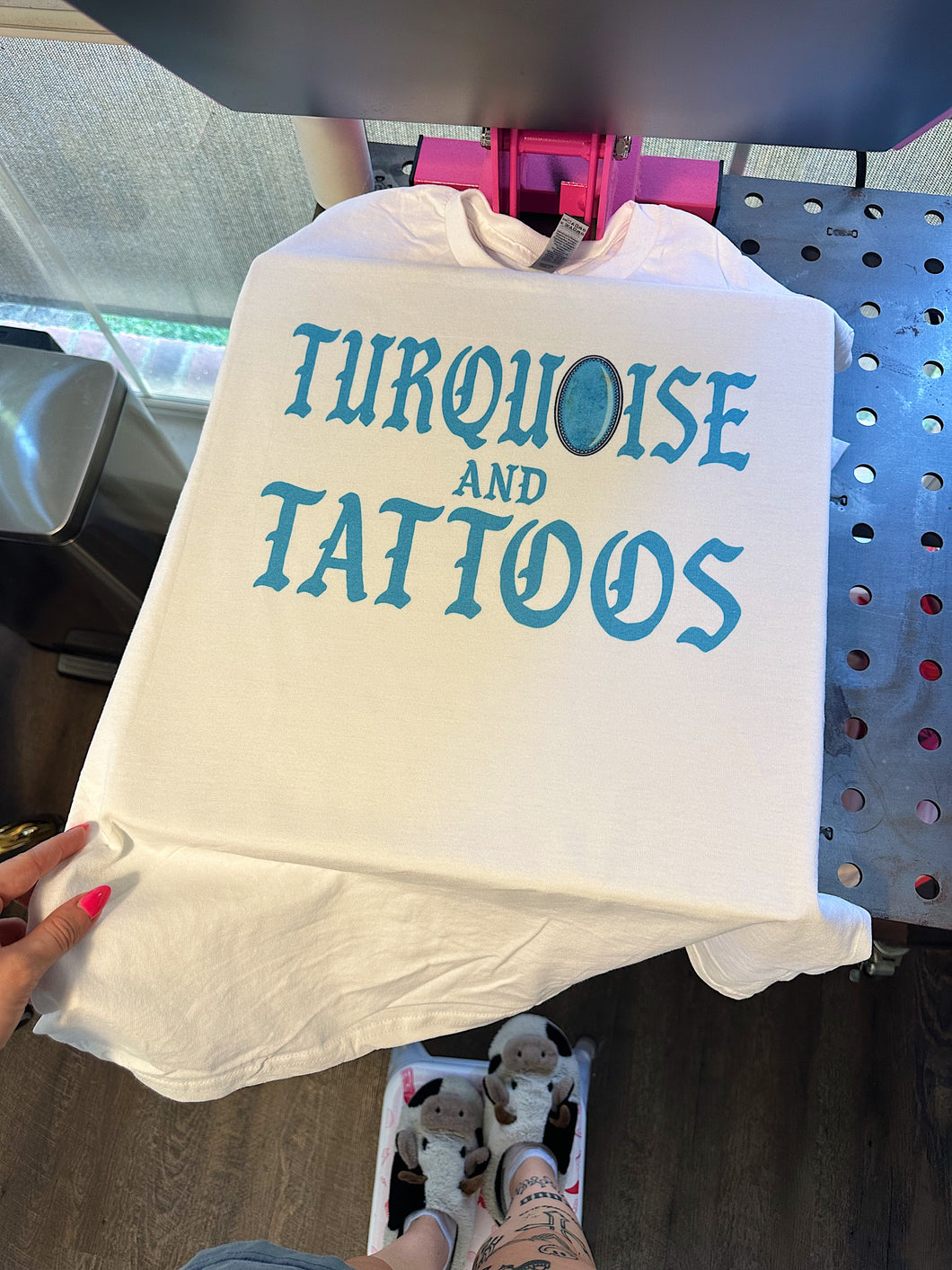 Turquoise & Tattoos tee or crewneck