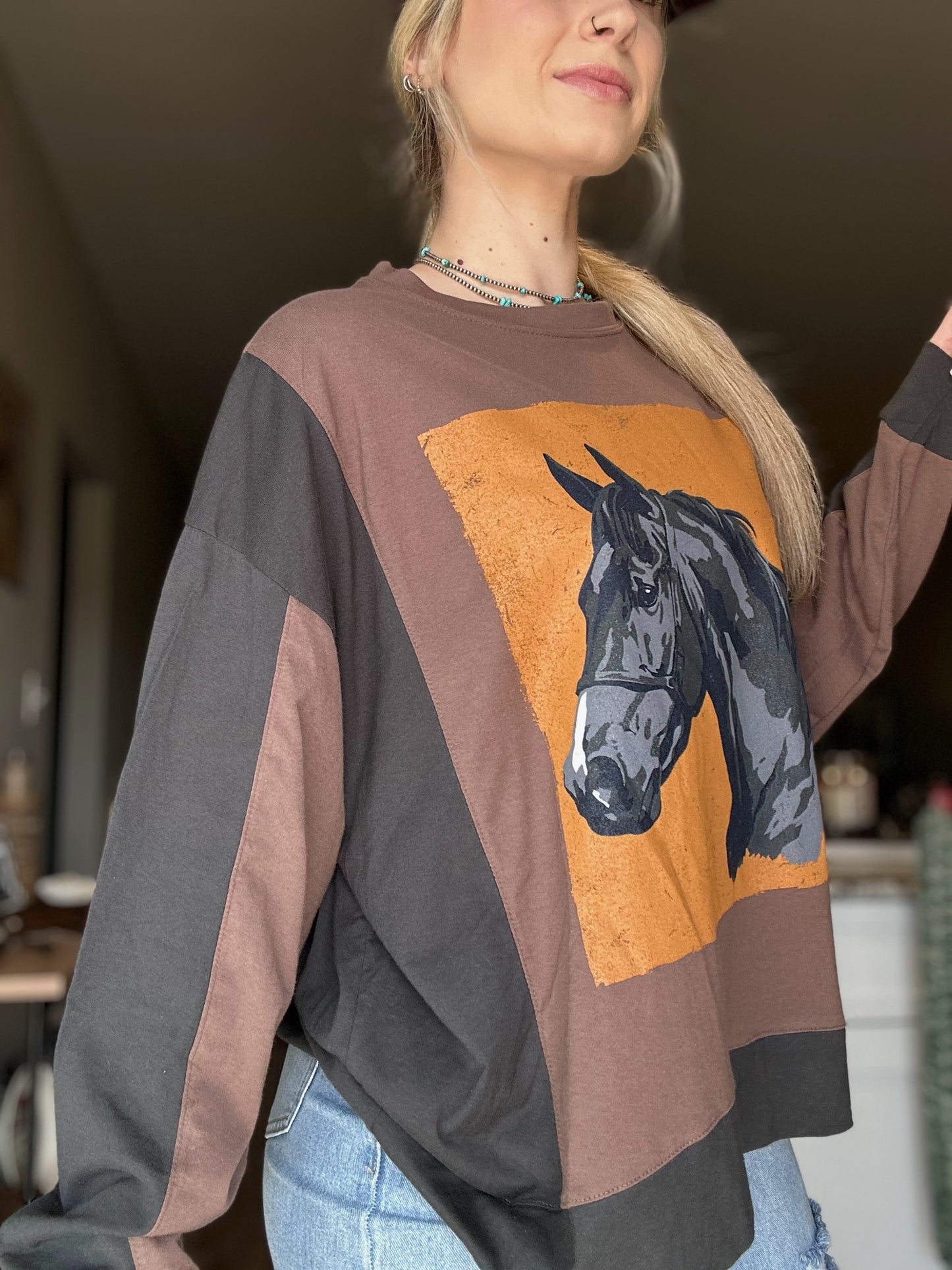 Color Block Horse Top