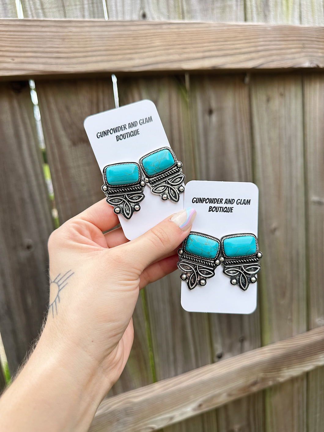 Turquoise Boot Stitch Earrings