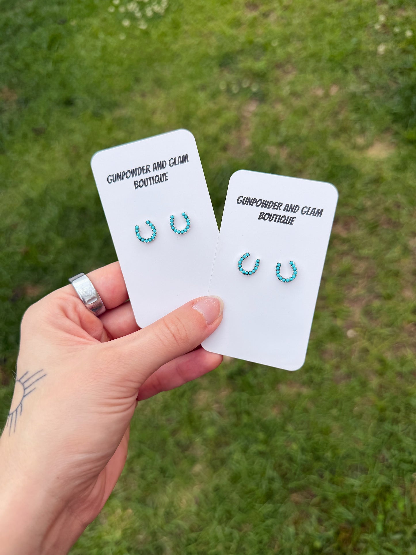 Turquoise Horseshoe Studs