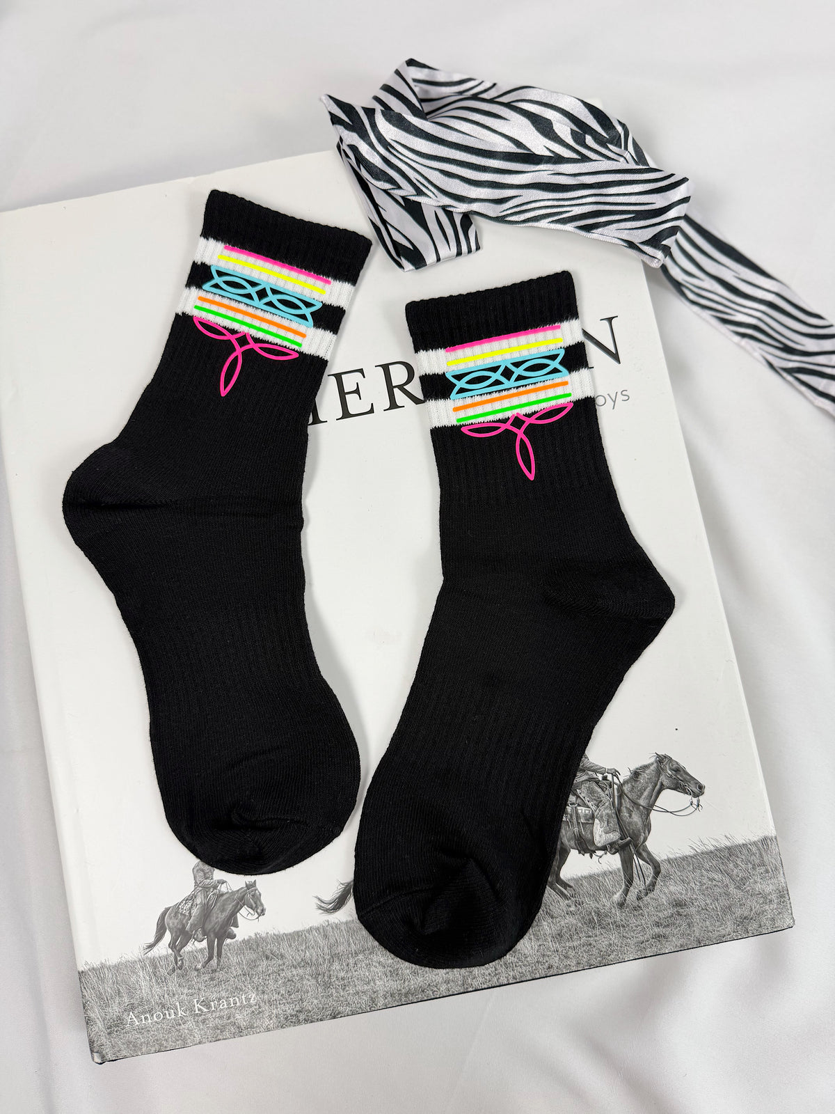 Neon Boot Stitch Socks
