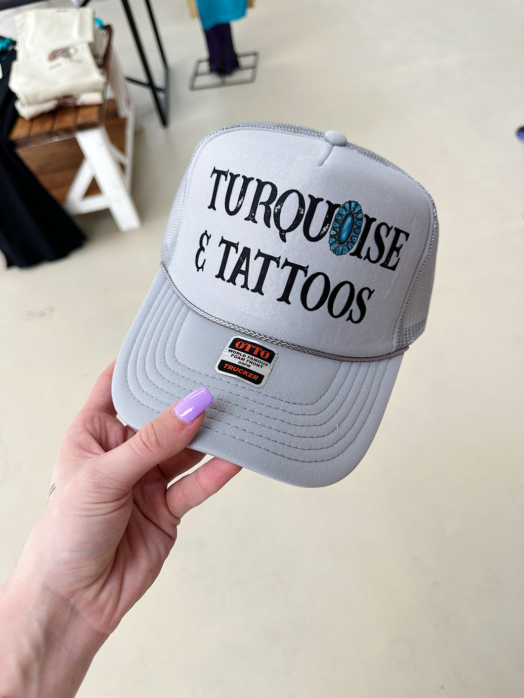 Turquoise & Tattoos Trucker Hat