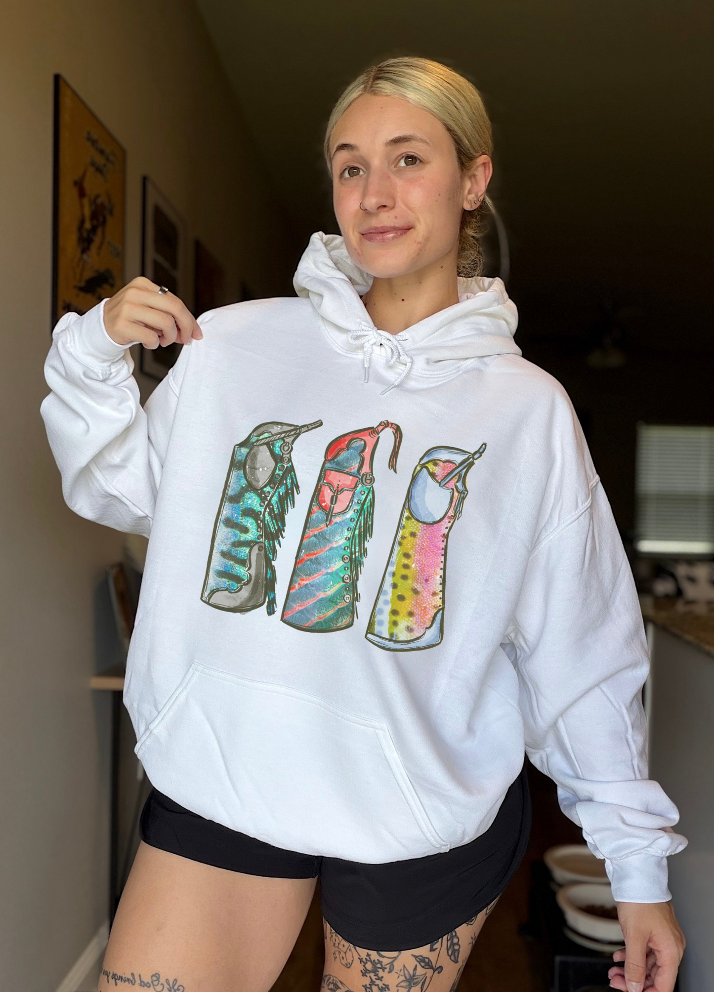 Fishie Print Chaps Hoodie