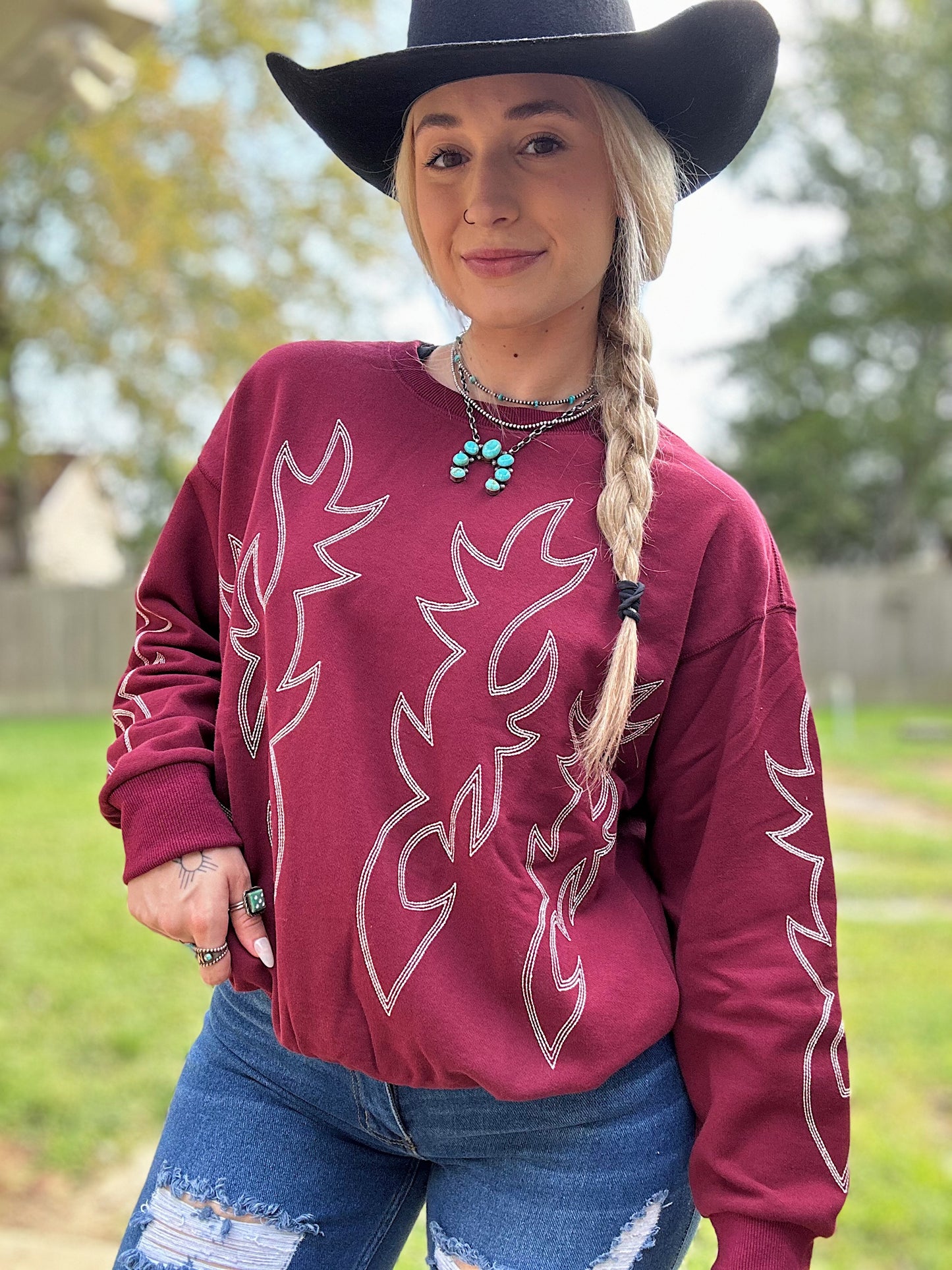Boot Stitch Crew (Maroon)