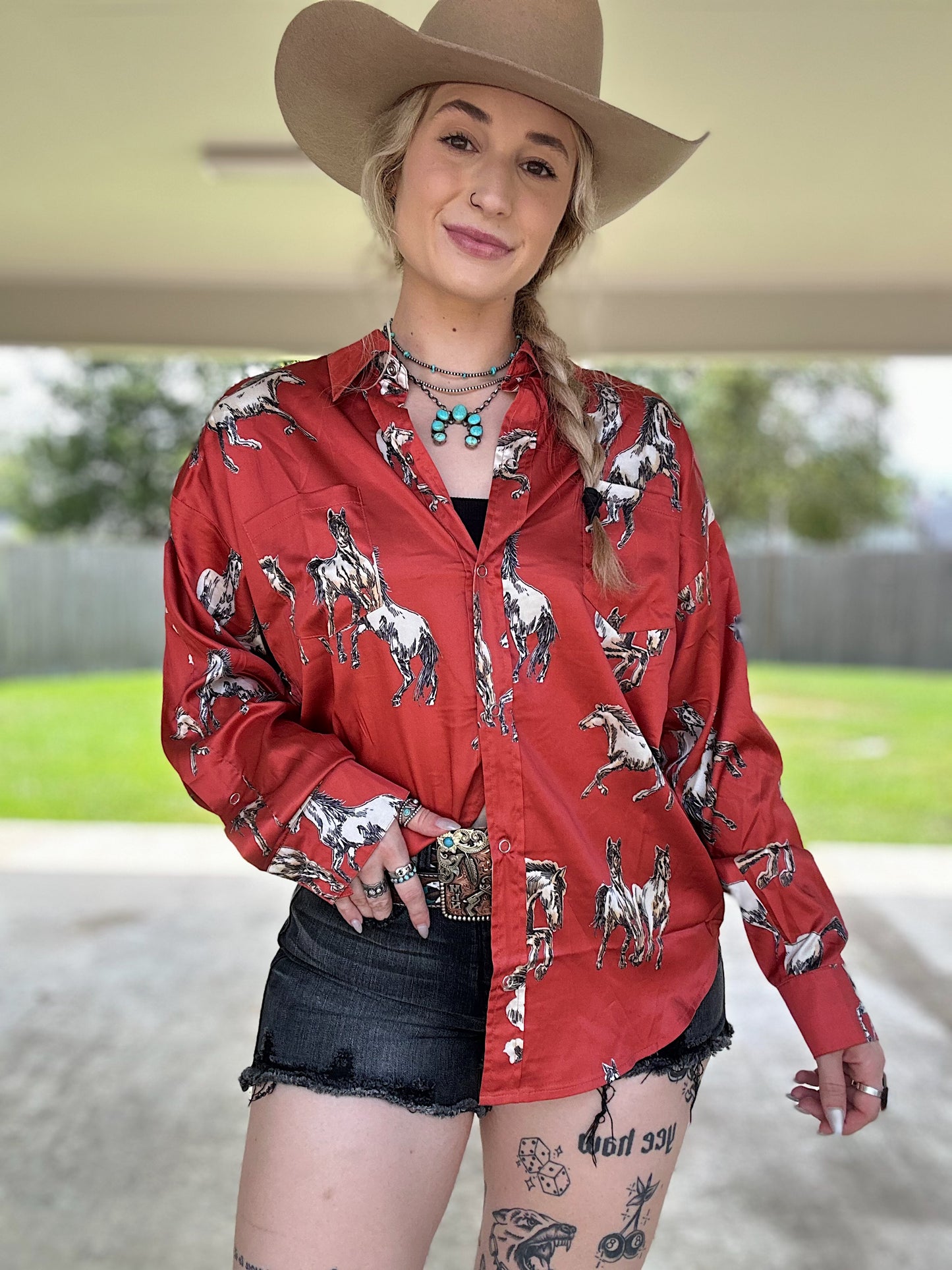 Wild Horses Button Down (Rust)