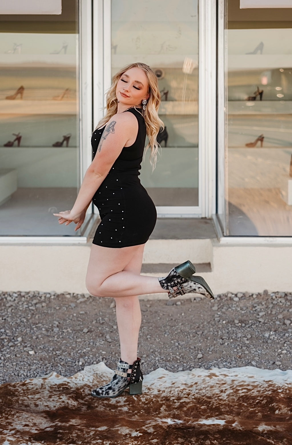 Black Rhinestone Mini Dress