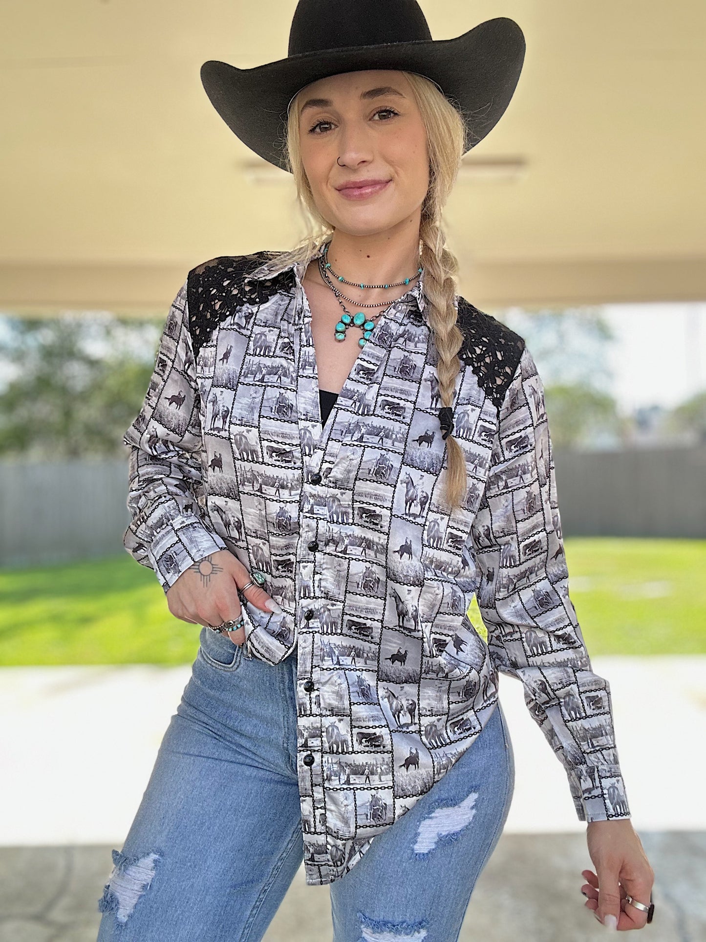 Lasso The Lace Button Down