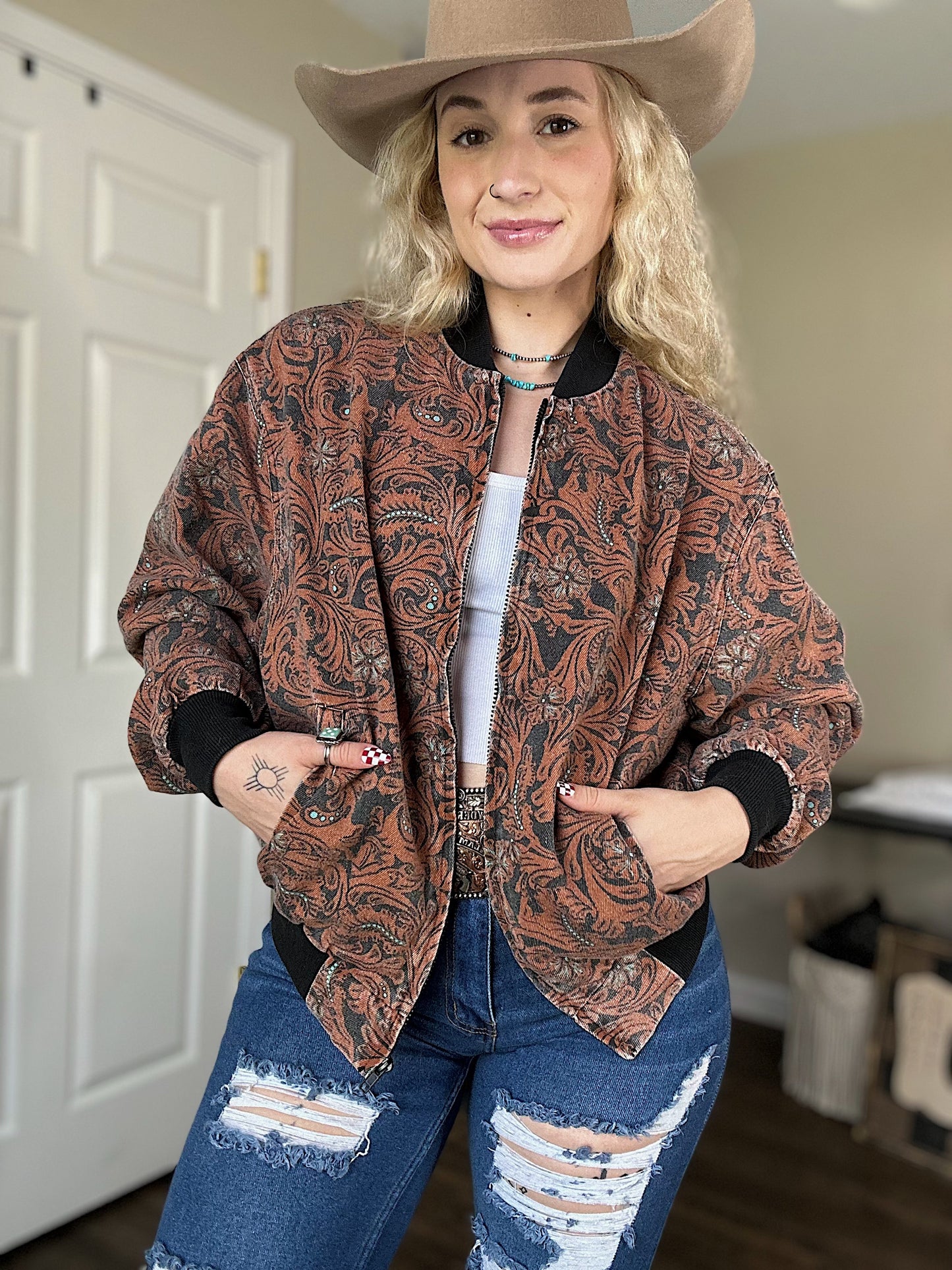 The Tooled Leather Bomber Jacket